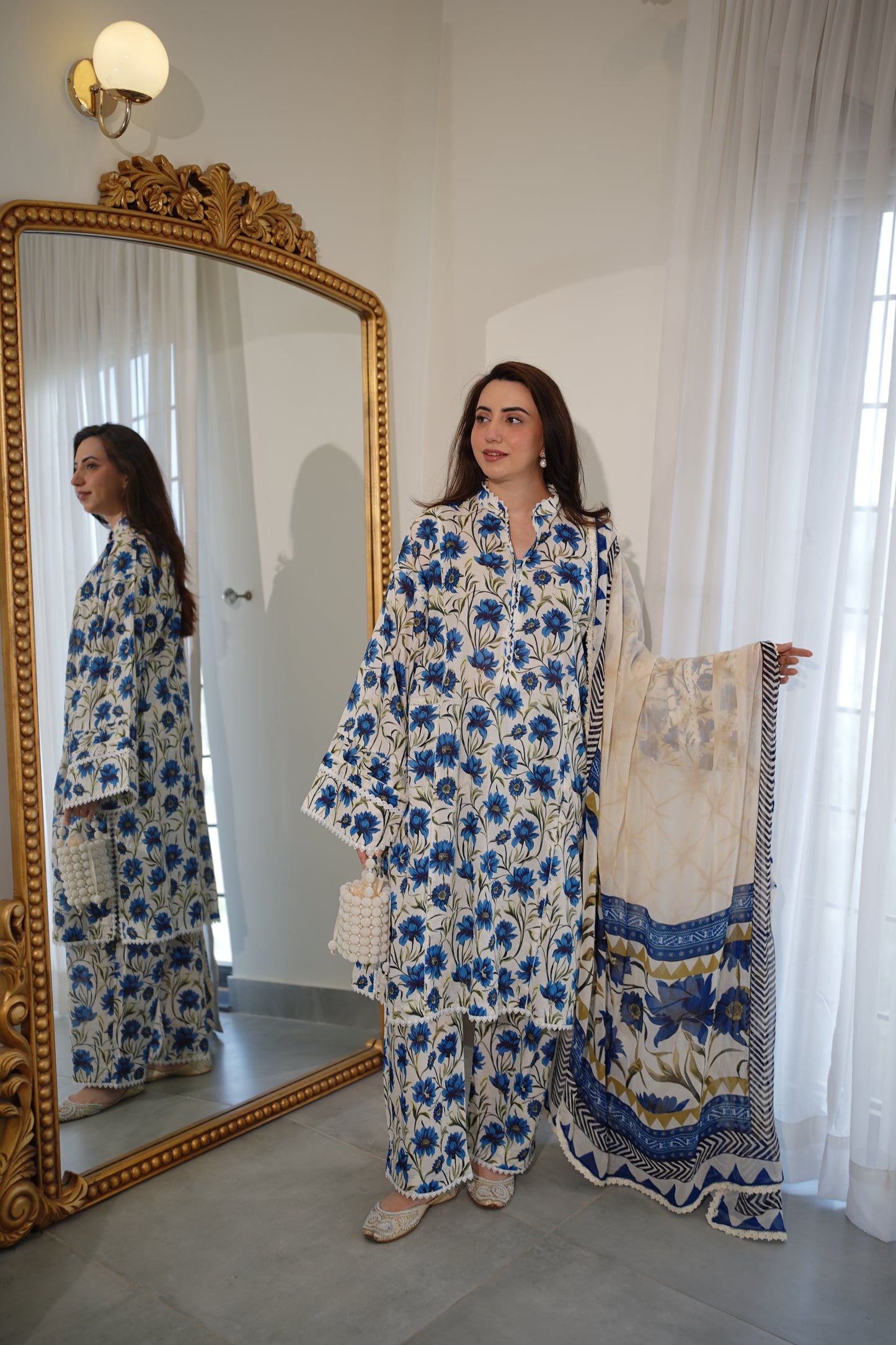 Rs 6000 Aneelas Stitched Lawn Printed 2pc Plain Trouser [SPR-26-55-A] [Dispatch Time 2 Months]