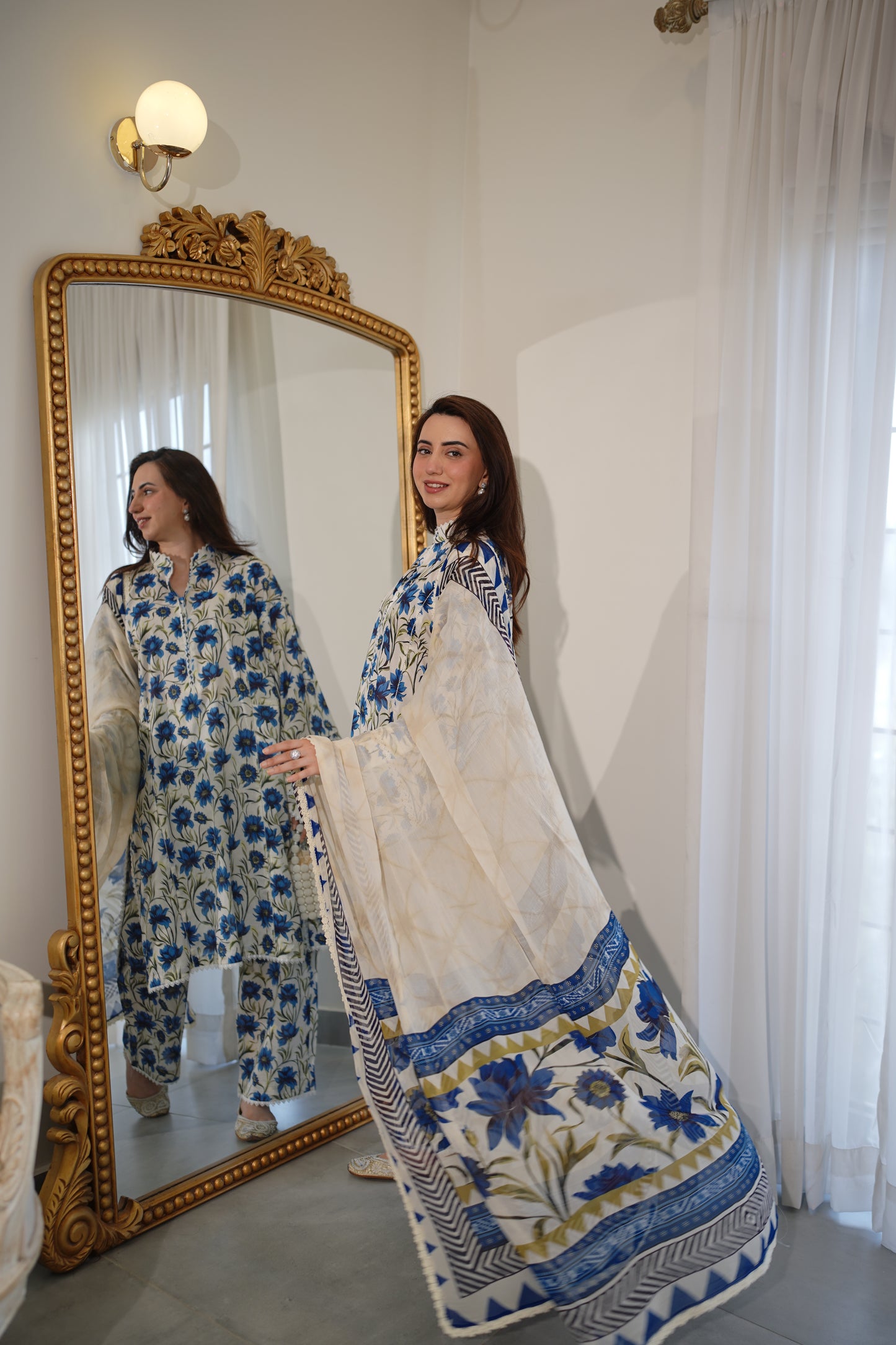 Rs 6000 Aneelas Stitched Lawn Printed 2pc Plain Trouser [SPR-26-55-A] [Dispatch Time 2 Months]