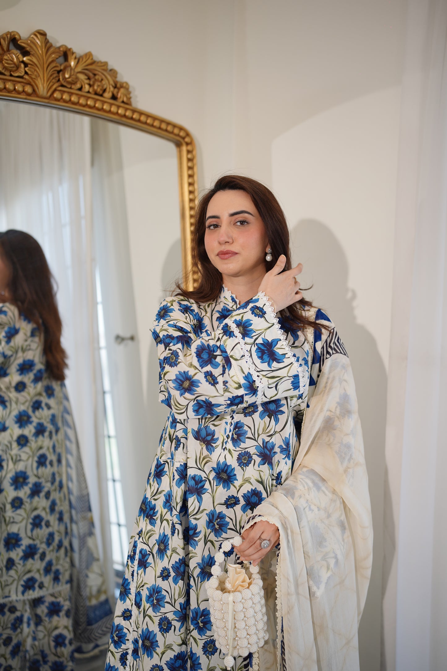 Rs 6000 Aneelas Stitched Lawn Printed 2pc Plain Trouser [SPR-26-55-A] [Dispatch Time 2 Months]
