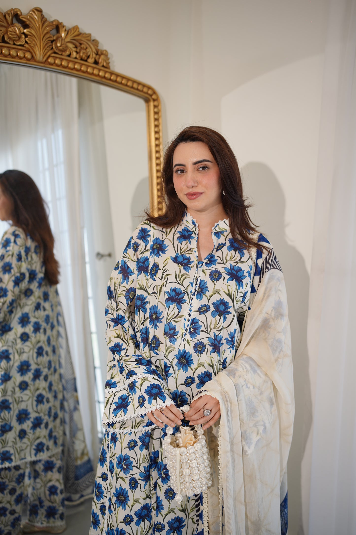 Rs 6000 Aneelas Stitched Lawn Printed 2pc Plain Trouser [SPR-26-55-A] [Dispatch Time 2 Months]