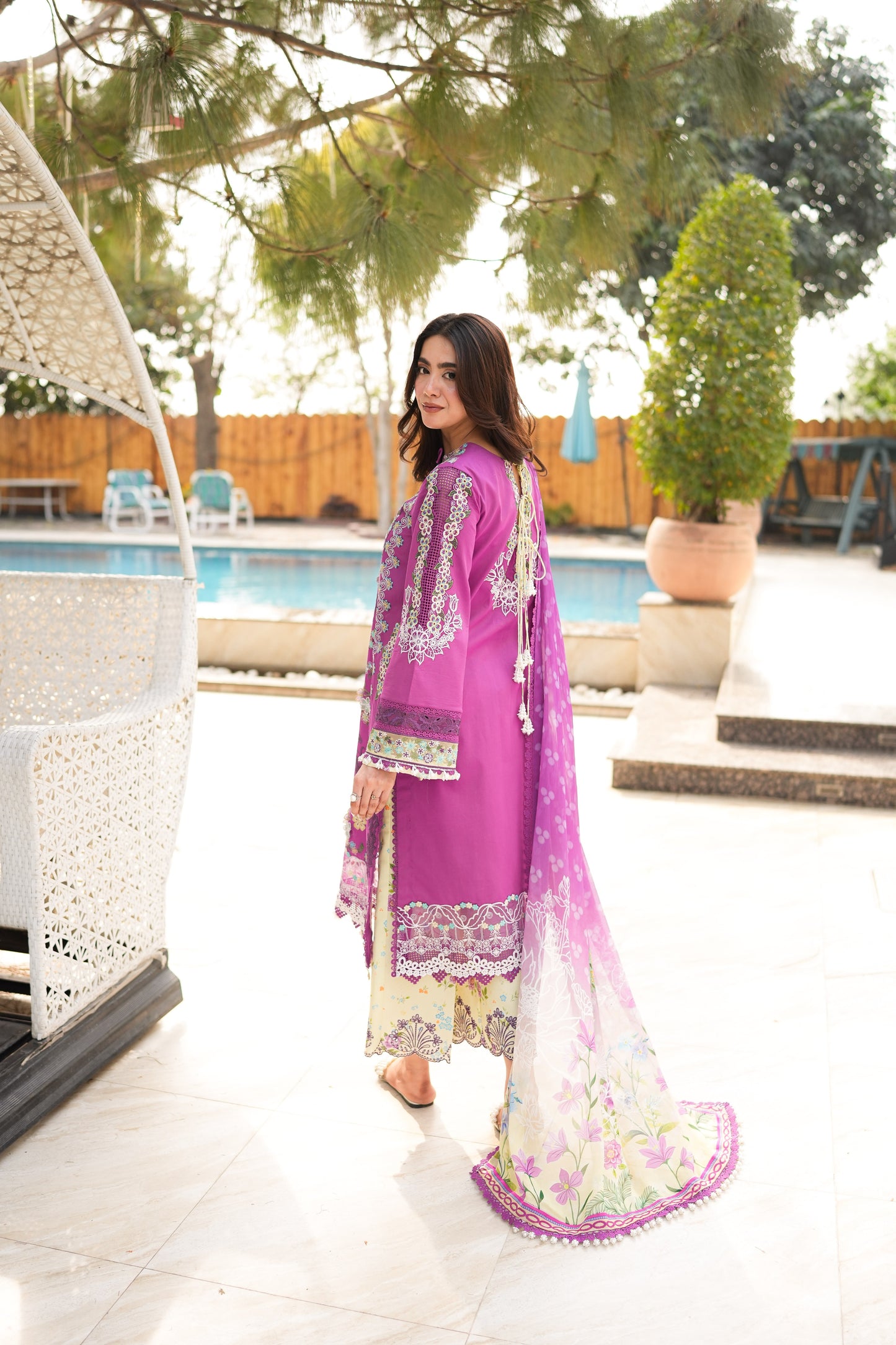 Rs 17500 Aneelas Stitched Lawn Emb 3pc [LUX-26-27] [Dispatch Time 2 Months] [EAD]