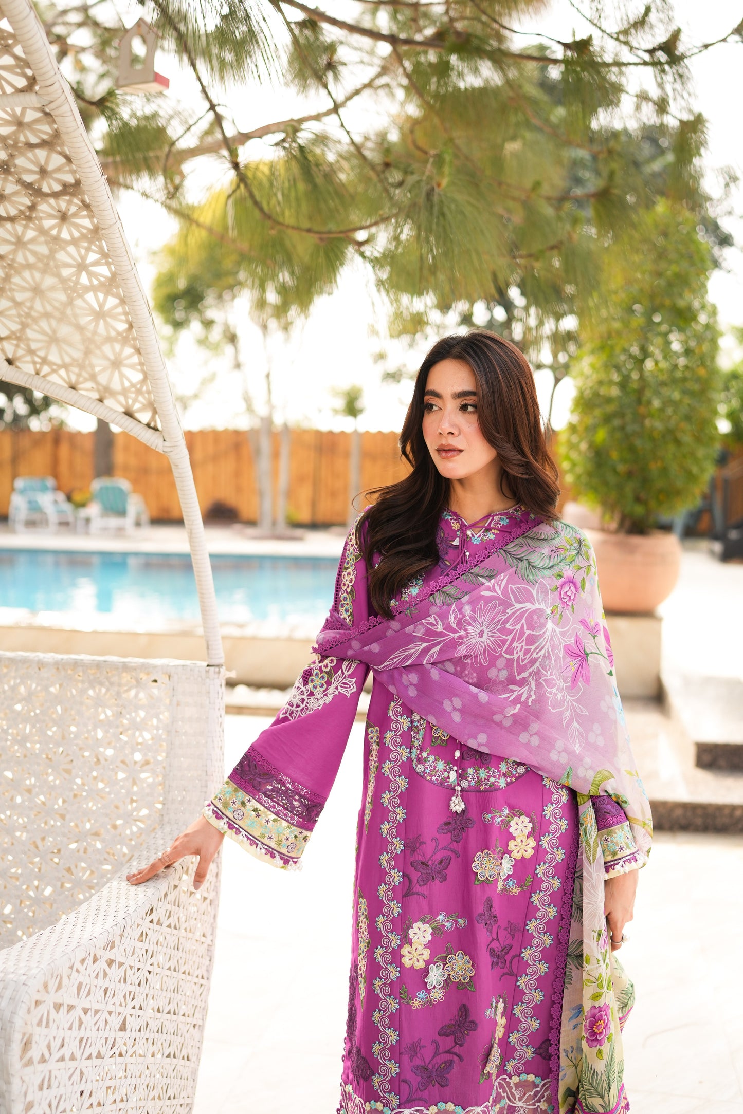 Rs 17500 Aneelas Stitched Lawn Emb 3pc [LUX-26-27] [Dispatch Time 2 Months] [EAD]