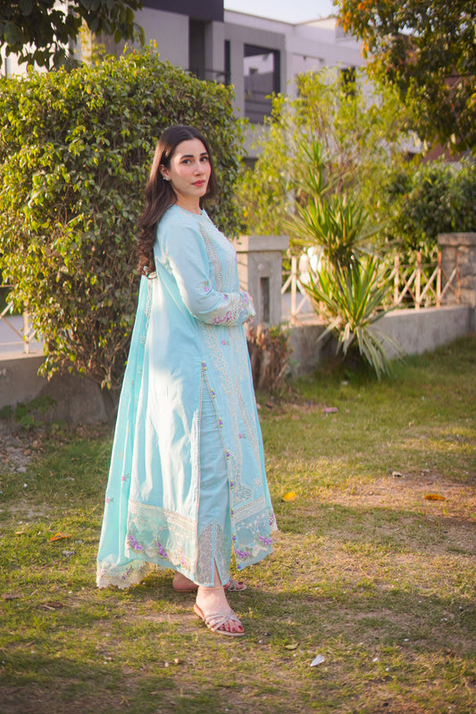 Rs 17500 Aneelas stitched luxury lawn Emb shirt Emb Duppata 3pc [Dispatch date 25th August] ~ [Chest 23] [Length 45] XLARGE