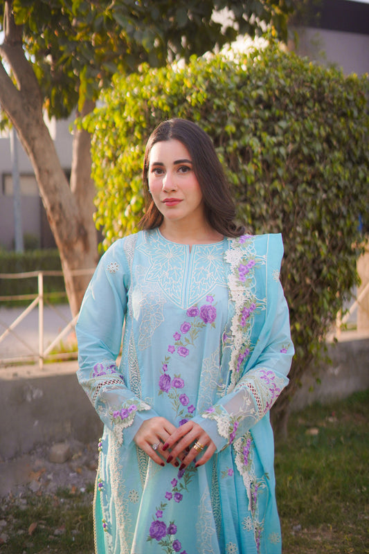 Rs 17500 Aneelas stitched luxury lawn Emb shirt Emb Duppata 3pc [Dispatch date 25th August] ~ [Chest 19] [Length 43] SMALL