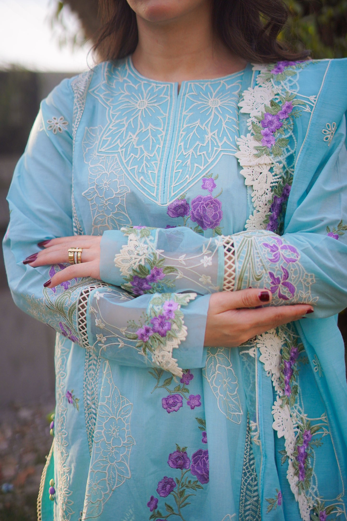Rs 17500 Aneelas stitched luxury lawn Emb shirt Emb Duppata 3pc [Dispatch date 25th August] ~ [Chest 23] [Length 45] XLARGE