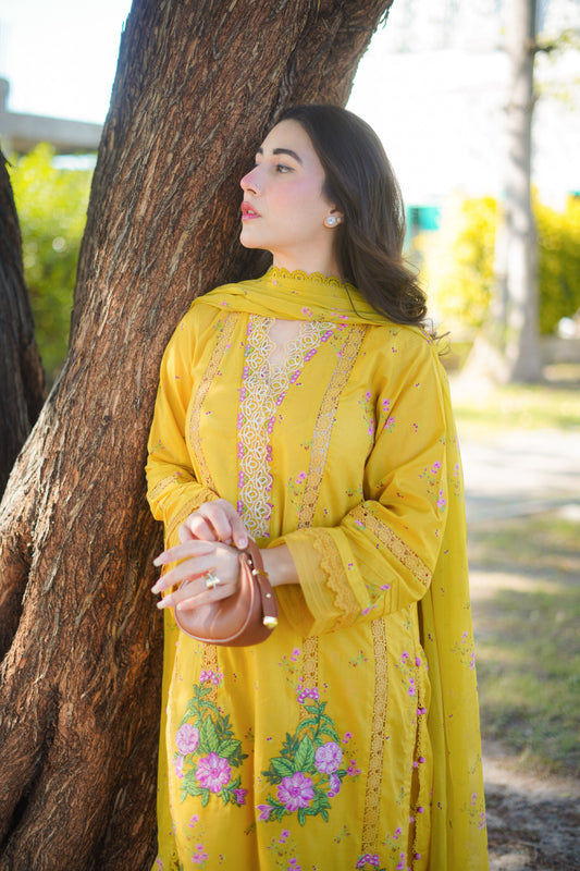 Rs 9500 Aneelas print Emb lawn chiffon Duppata 3 pc [Dispatch date 25 July]