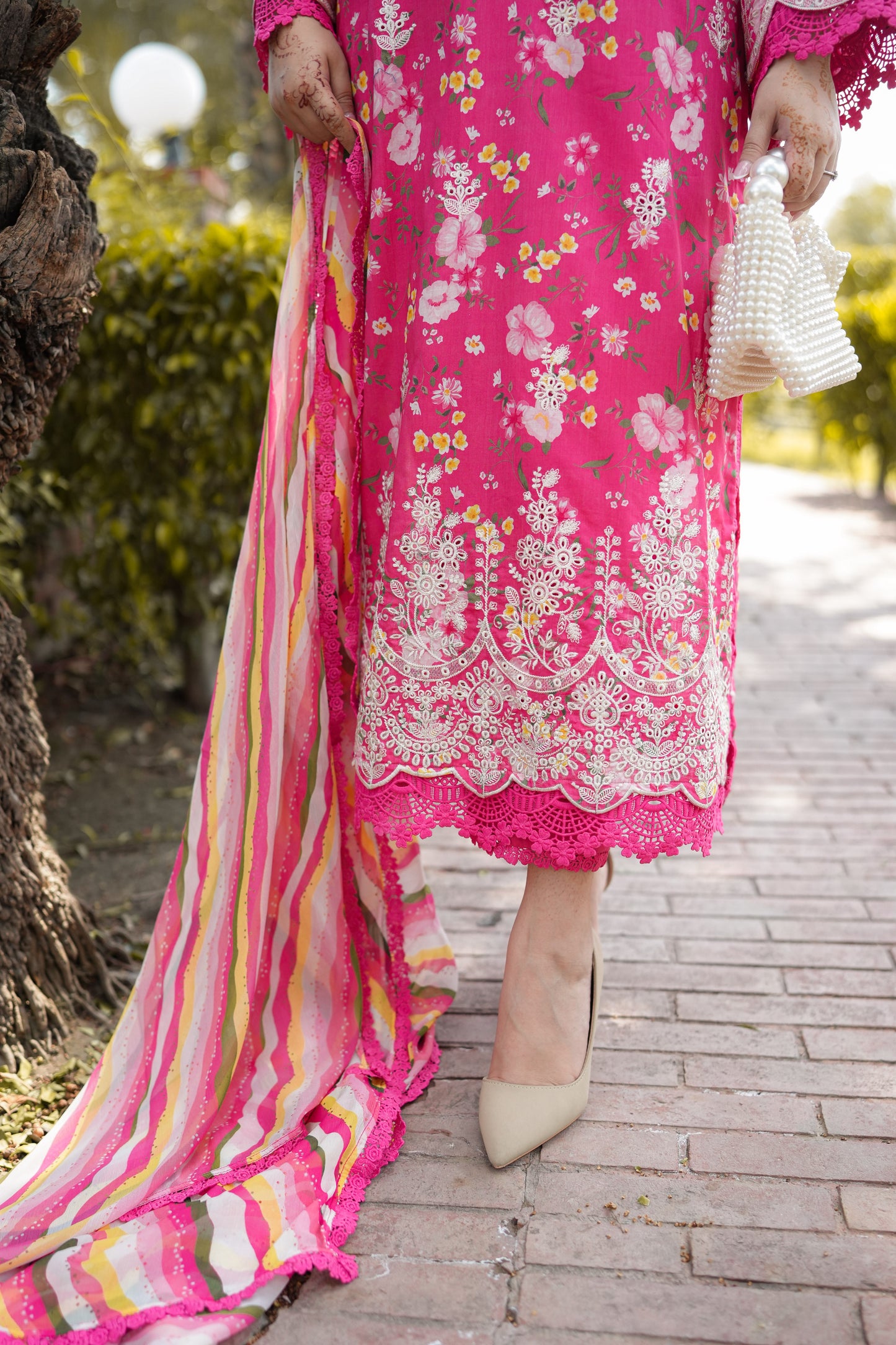 Rs 11500 Aneelas Stitched Lawn Print Emb 3pc Chiffon Duppata [SPR-26-27-A] [Dispatch Time 2 Months]