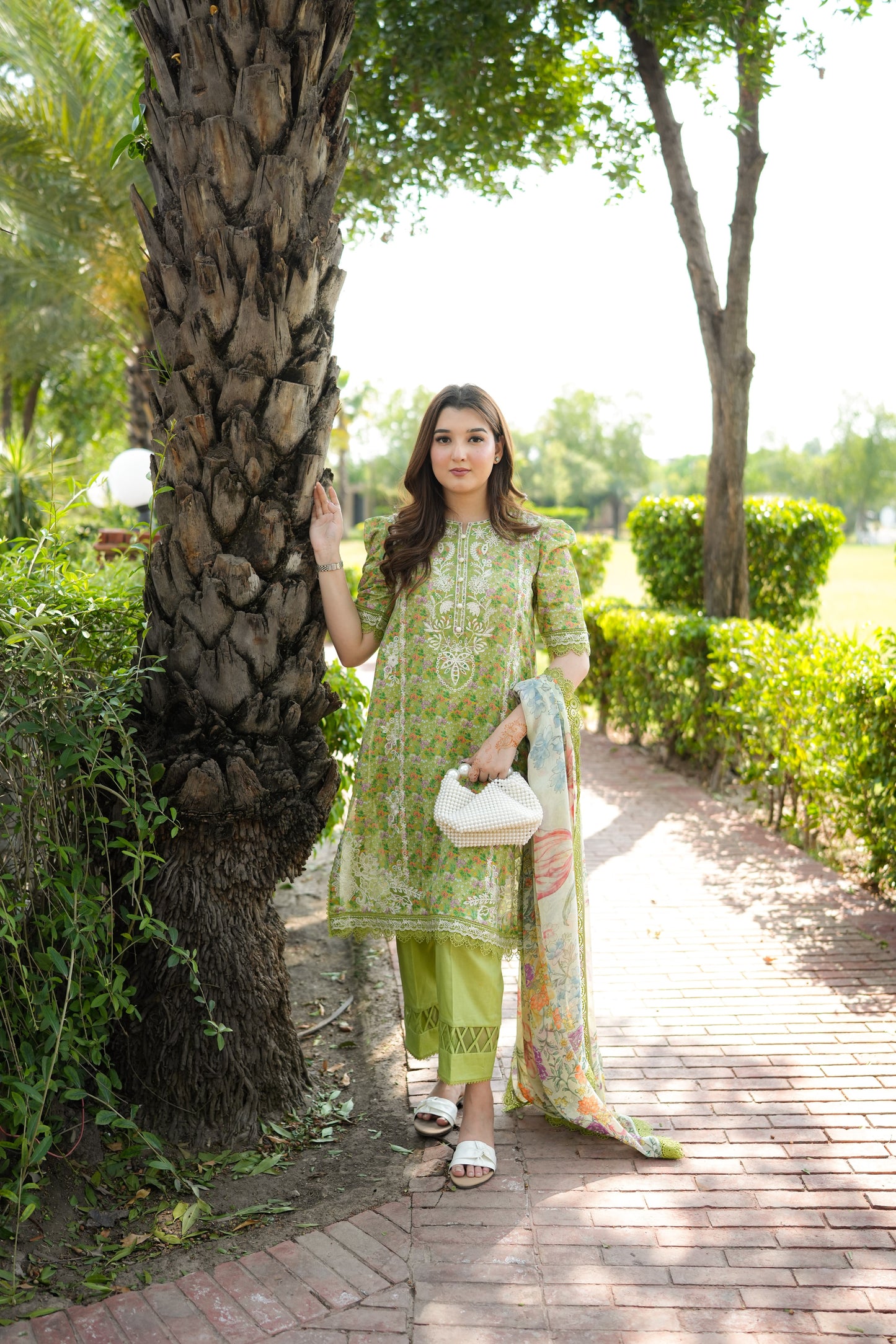 Rs 10000 Aneelas Stitched Print Emb Lawn Full Sleeves With Chiffon Duppata 3pc [SPR-26-43-B] [Dispatch Time 2 Months]