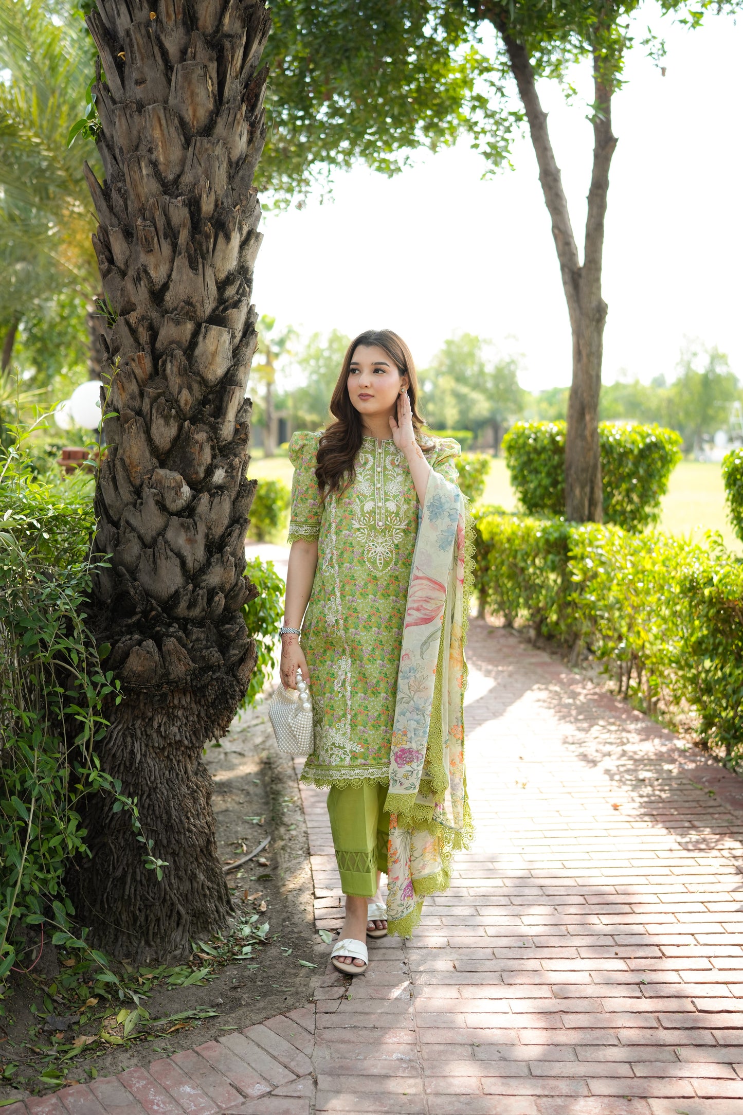 Rs 10000 Aneelas Stitched Print Emb Lawn Half Sleeves With Chiffon Duppata 3pc [SPR-26-43-A] [Dispatch Time 2 Months]