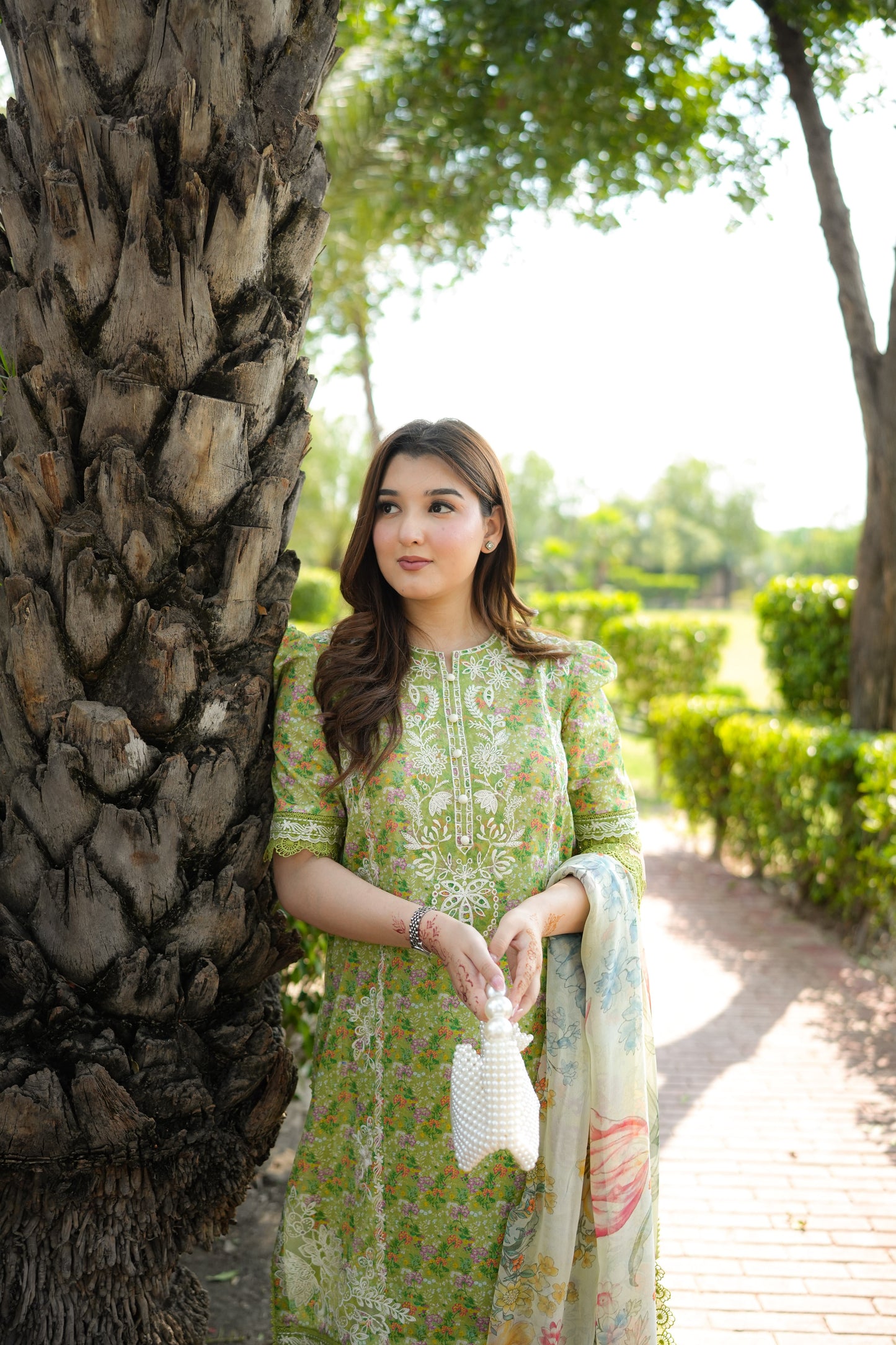 Rs 10000 Aneelas Stitched Print Emb Lawn Full Sleeves With Chiffon Duppata 3pc [SPR-26-43-B] [Dispatch Time 2 Months]