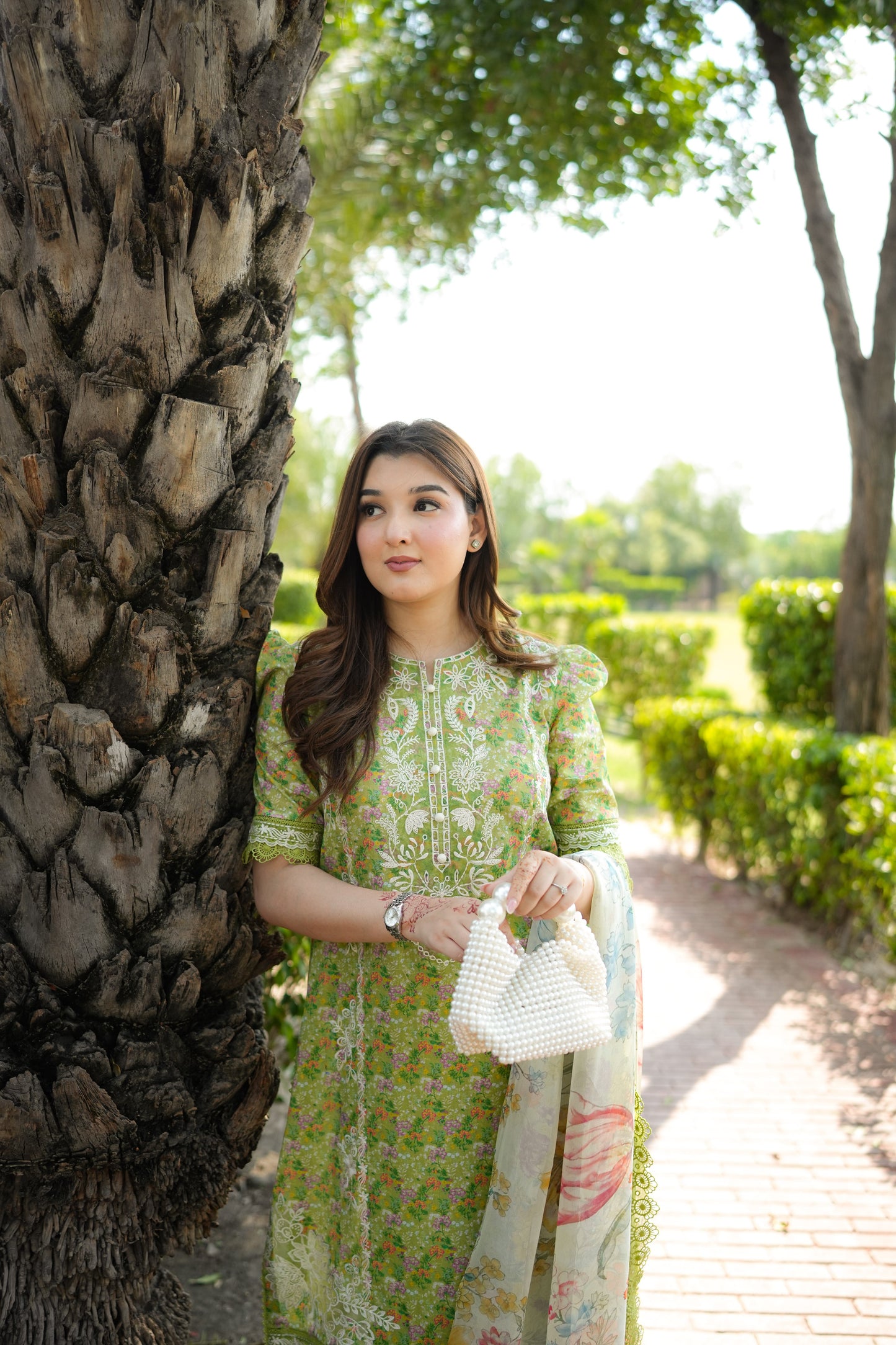 Rs 10000 Aneelas Stitched Print Emb Lawn Half Sleeves With Chiffon Duppata 3pc [SPR-26-43-A] [Dispatch Time 2 Months]