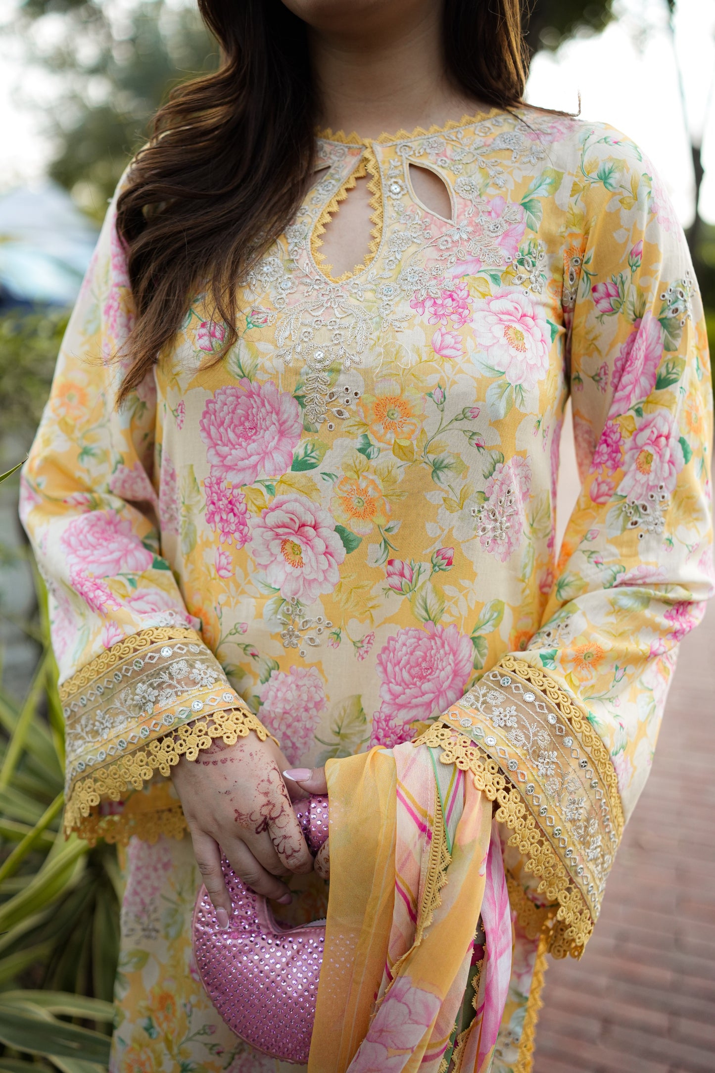 Rs 11500 Aneelas Stitched Lawn Emb Print Chiffon Duppata 3pc [SPR-26-28-A] [Dispatch Time 1.5 Months]