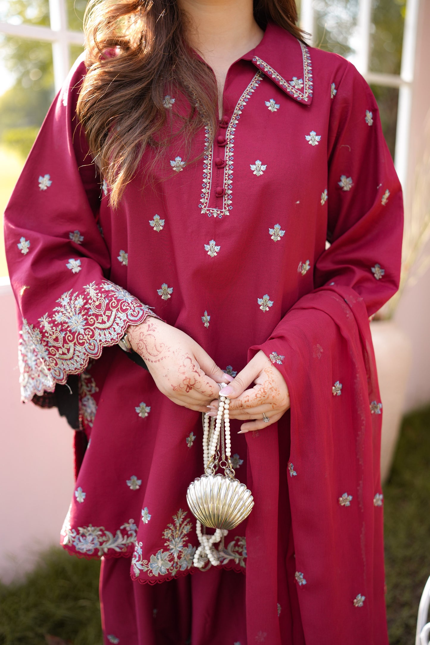 Rs 14450 Aneelas Stitched Lawn Emb 3pc Chiffon Duppata [LUX-26-39] [Dispatch Time 2.5 Months]