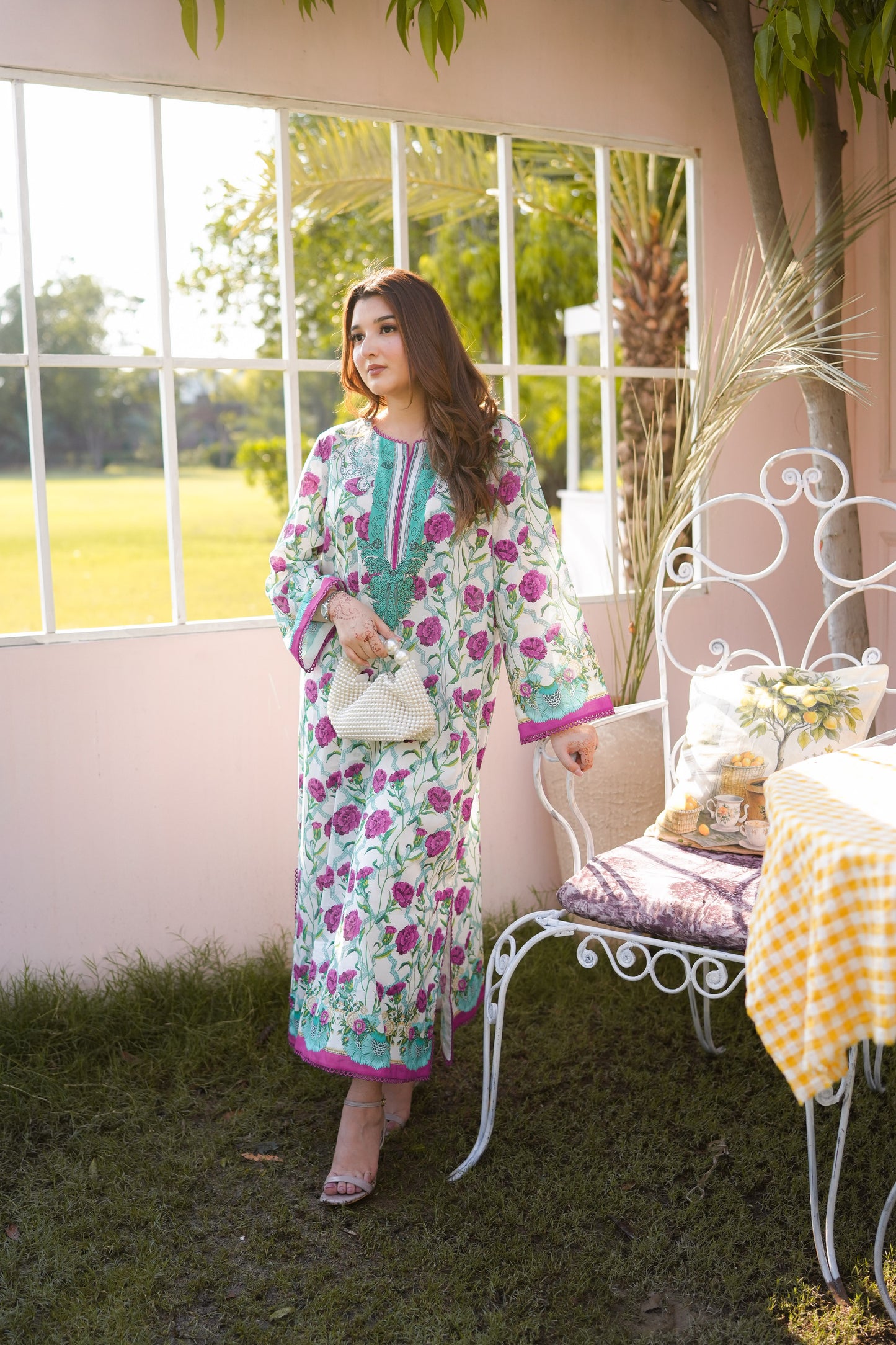 Rs 5500 Aneelas Stitched Print Kaftan 2pc [SPR-26-32] [Dispatch Time 2.5 Months]