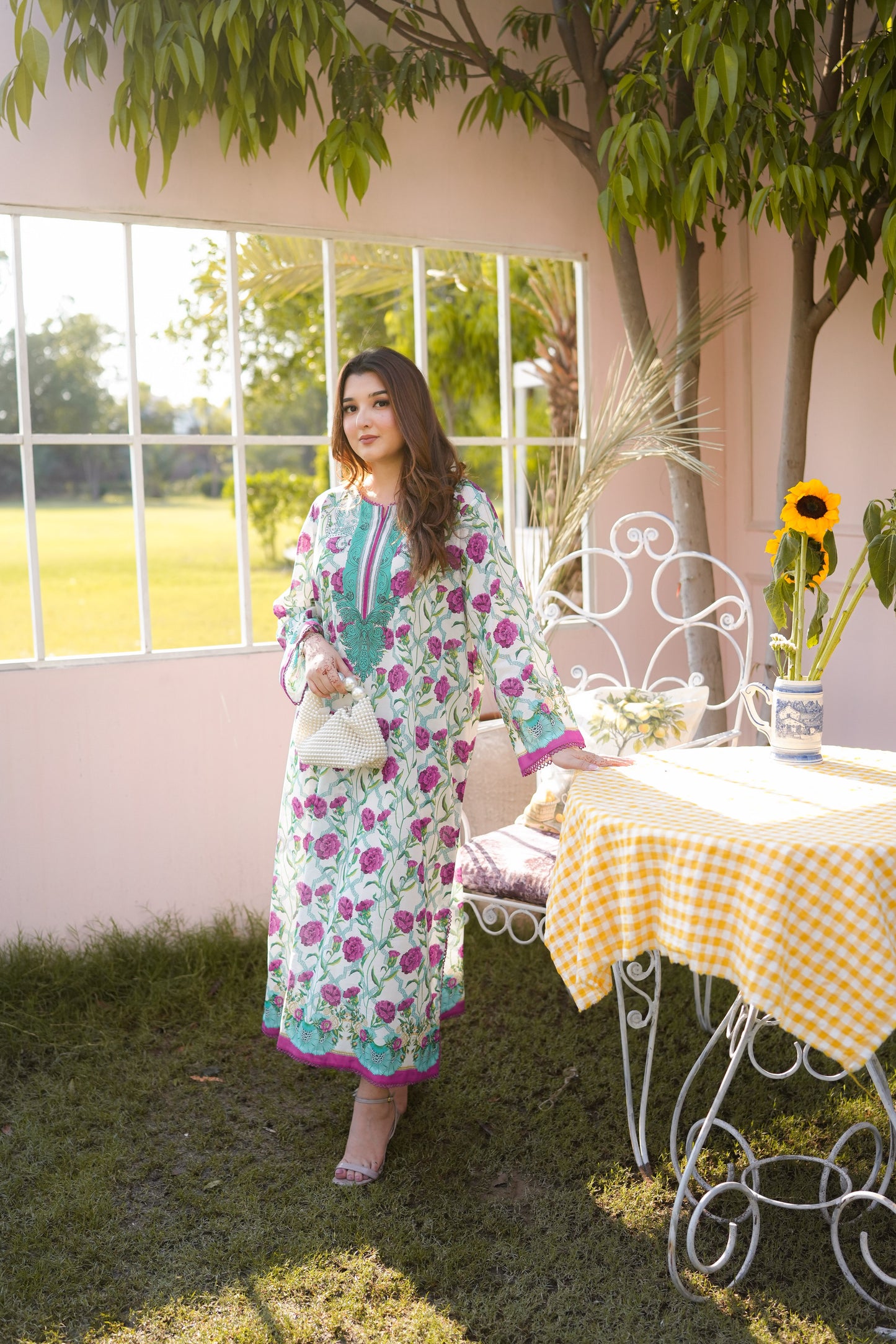 Rs 5500 Aneelas Stitched Print Kaftan 2pc [SPR-26-32] [Dispatch Time 2.5 Months]