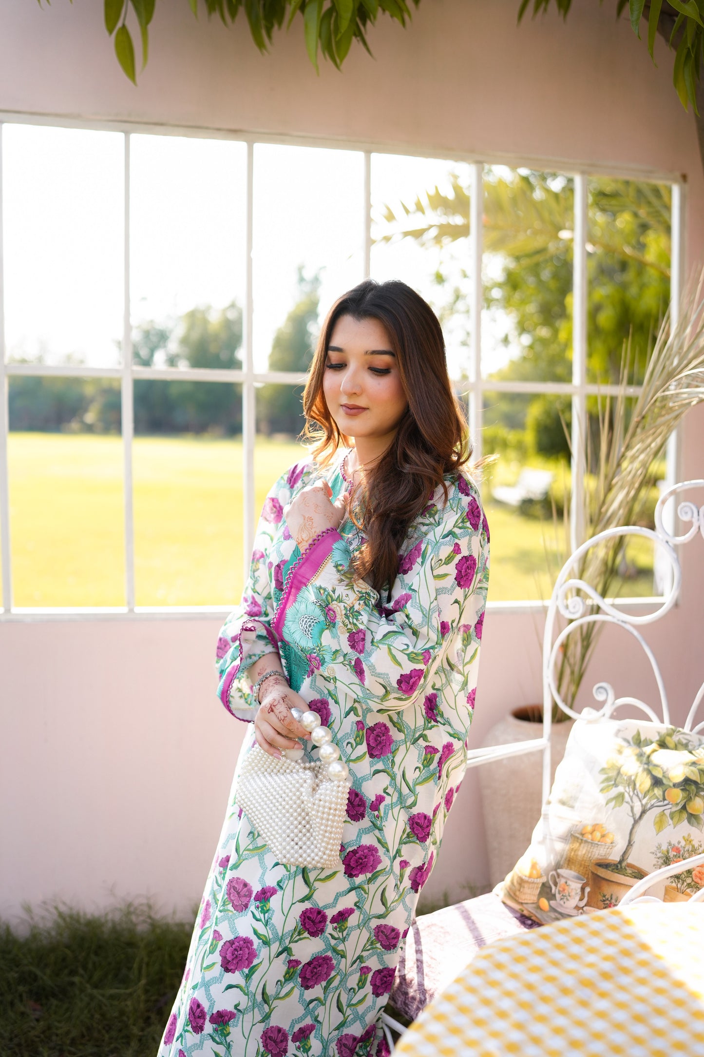 Rs 5500 Aneelas Stitched Print Kaftan 2pc [SPR-26-32] [Dispatch Time 2.5 Months]