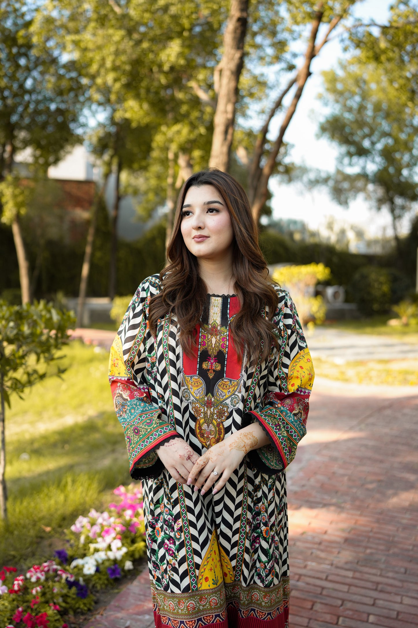 Rs 5500 Aneelas Stitched Print Kaftan 2pc [SPR-26-31] [Dispatch Time 2.5 Months]