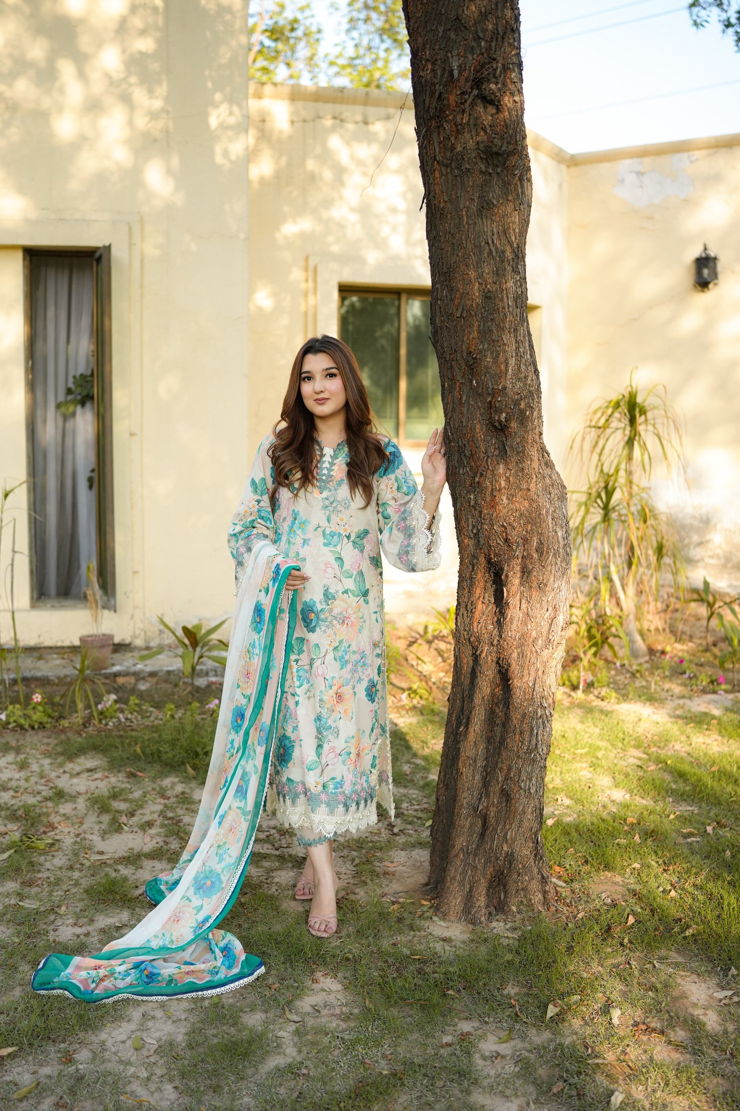 Rs 13500 Aneelas Stitched Lawn Print Emb 3pc Chiffon Duppata [SPR-26-25-B] [Dispatch Time 1.5 Months]