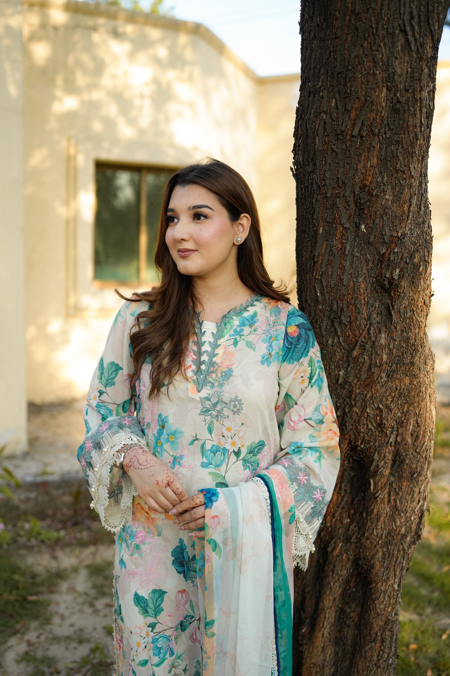 Rs 13500 Aneelas Stitched Lawn Print Emb 3pc Chiffon Duppata [SPR-26-25-B] [Dispatch Time 1.5 Months]