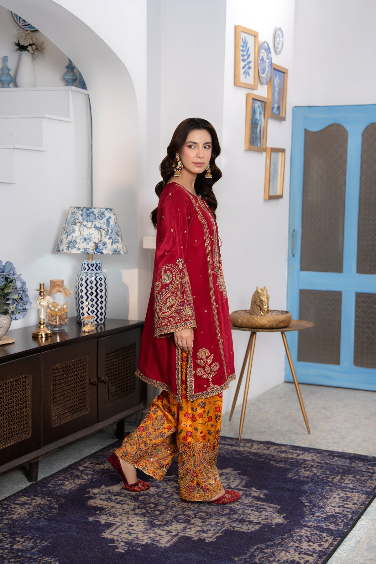 Aneelas Semi Formal Raw Silk Emb Shirt Shalwar 2pc [FC-33] [Dispatch Time 2 Months]