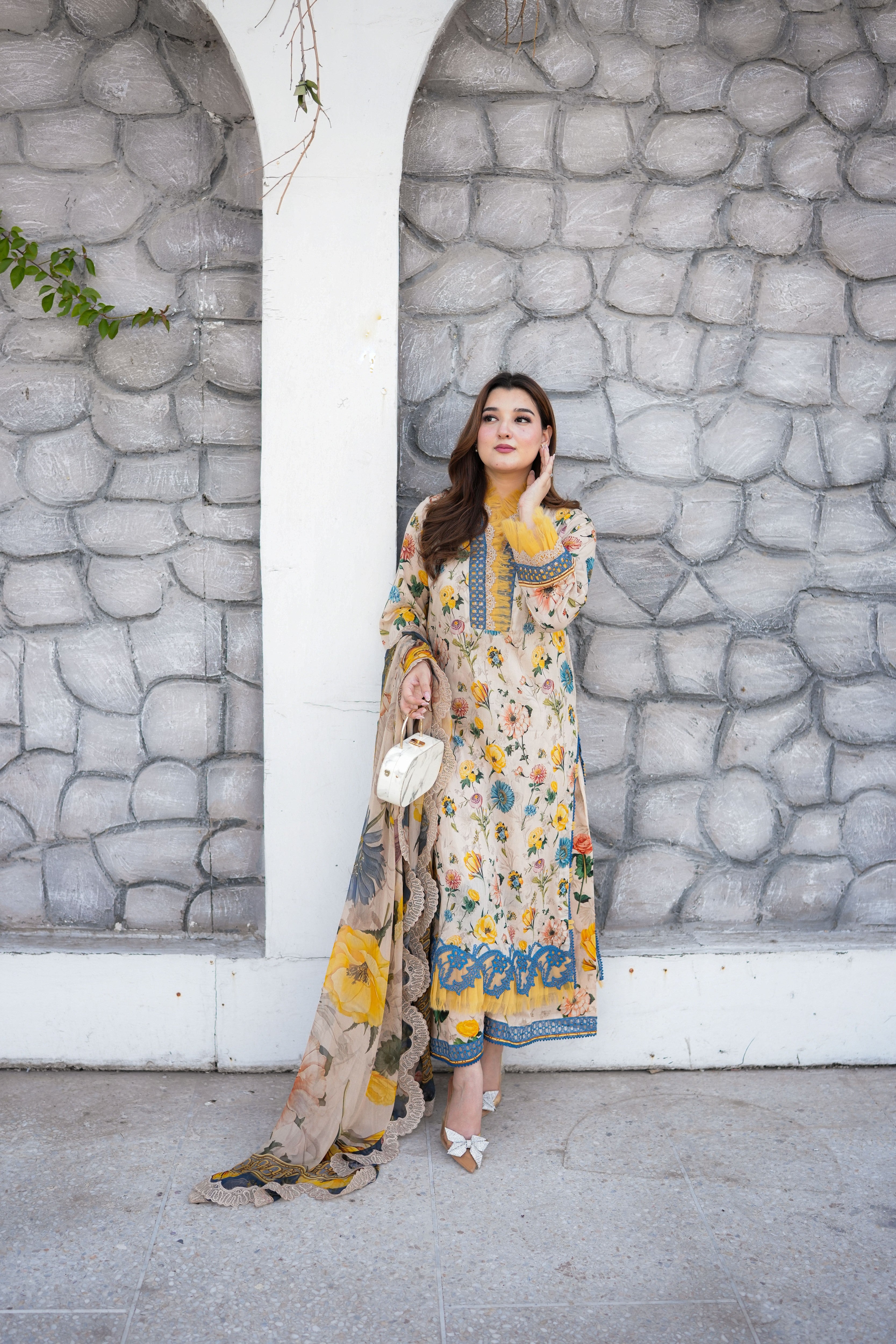 Rs 13000 Aneelas Stitched Lawn Print Emb 3pc Chiffon Duppata [SPR-26-42-A] [Dispatch Time 2.5 Months]