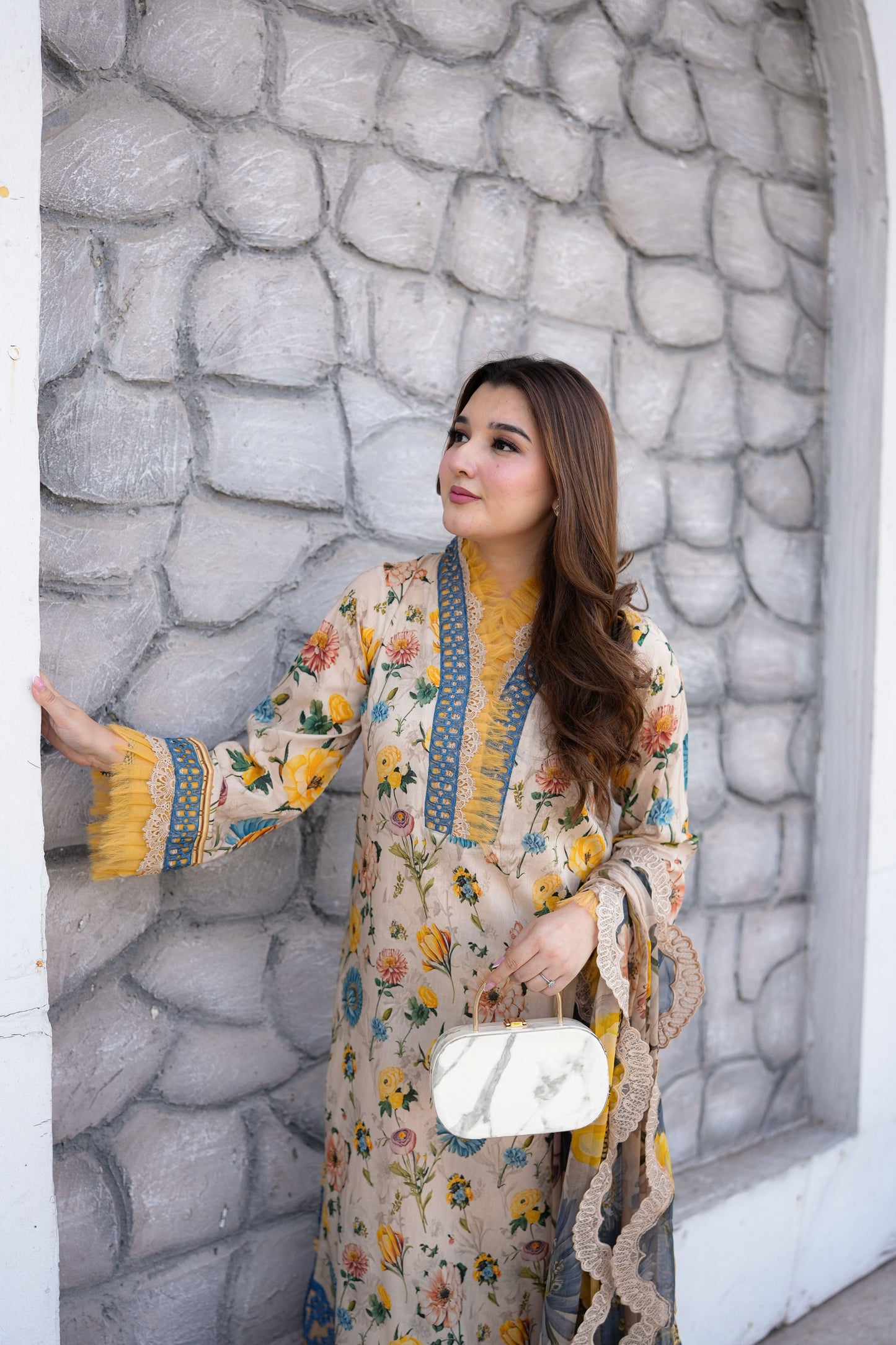 Rs 13000 Aneelas Stitched Lawn Print Emb 3pc Chiffon Duppata [SPR-26-42-A] [Dispatch Time 2.5 Months]