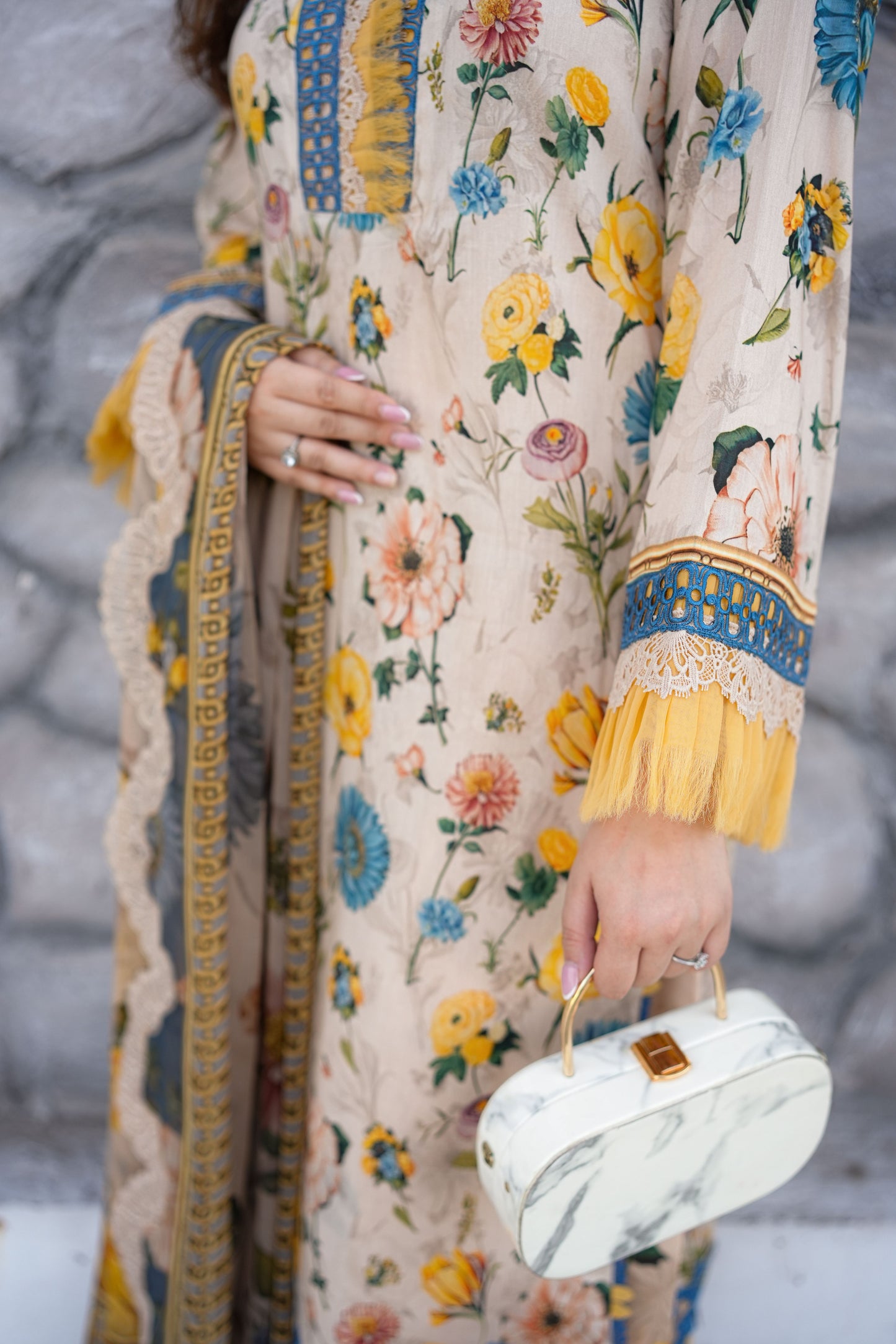 Rs 13000 Aneelas Stitched Lawn Print Emb 3pc Chiffon Duppata [SPR-26-42-A] [Dispatch Time 2.5 Months]
