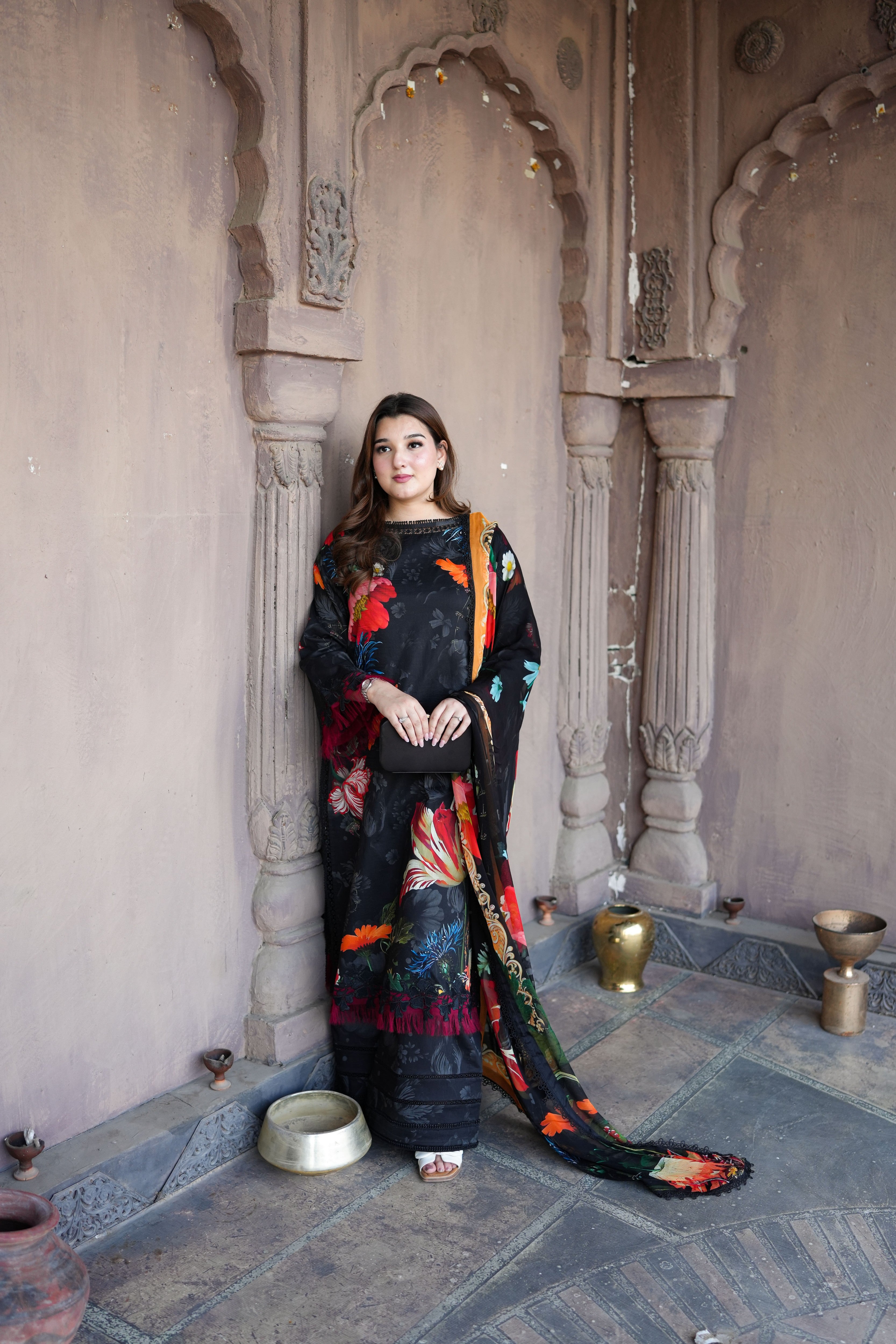 Rs 12450 Aneelas Stitched Lawn Print Emb 3pc Chiffon Duppata [SPR-26-26-A] [Dispatch Time 1.5 Months]