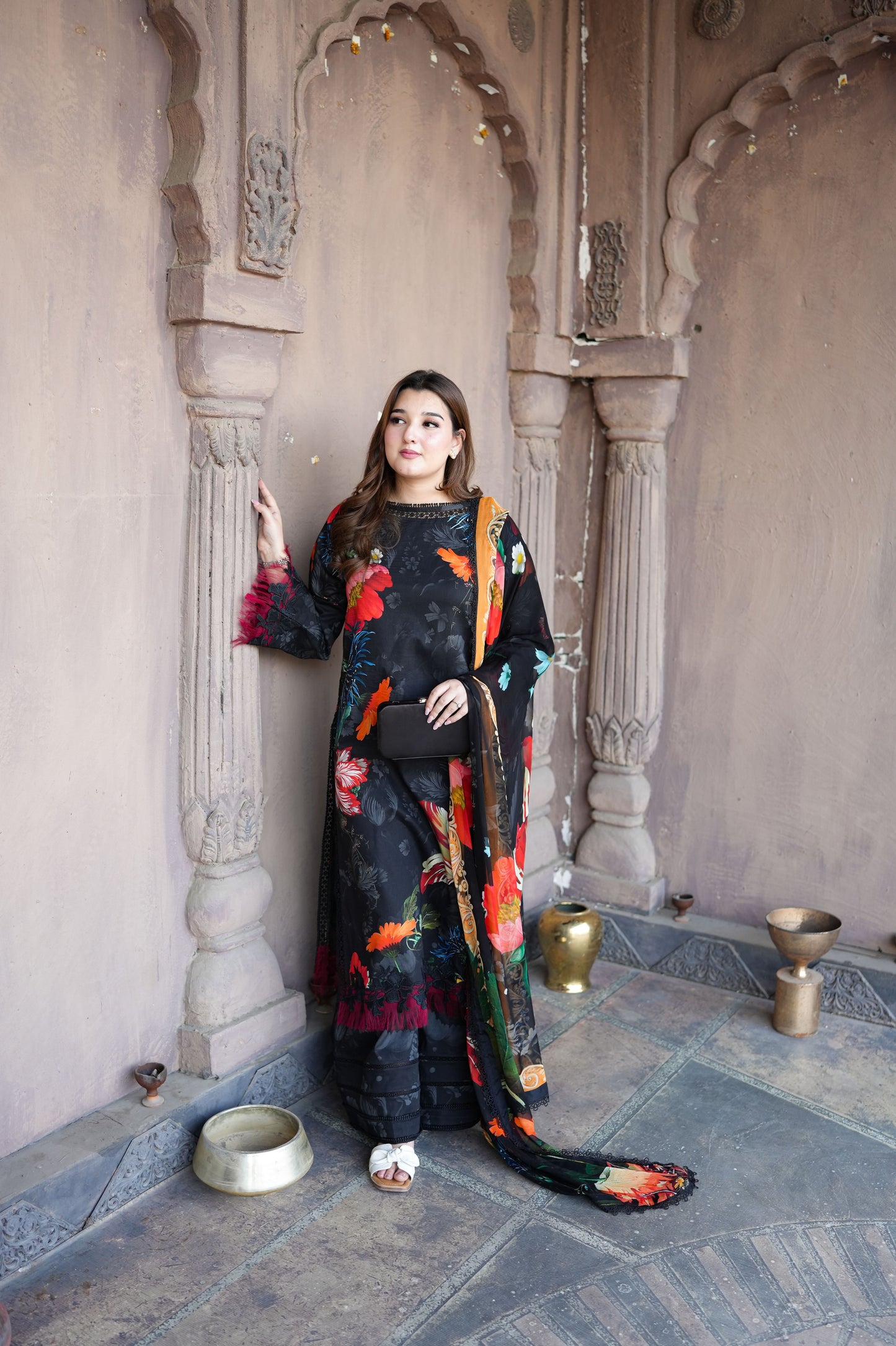 Rs 12450 Aneelas Stitched Lawn Print Emb 3pc Chiffon Duppata [SPR-26-26-A] [Dispatch Time 1.5 Months]