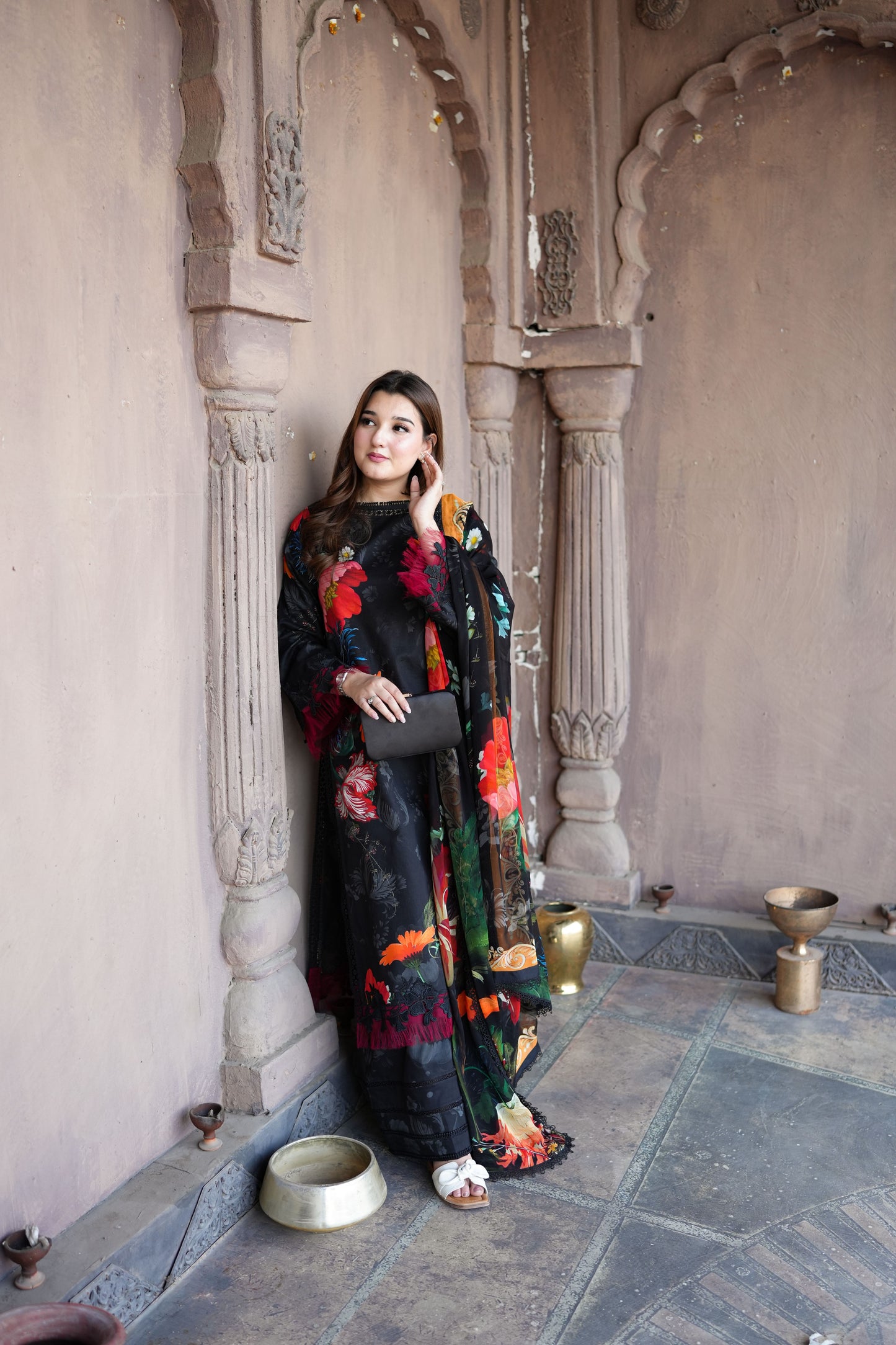 Rs 12450 Aneelas Stitched Lawn Print Emb 3pc Chiffon Duppata [SPR-26-26-A] [Dispatch Time 1.5 Months]