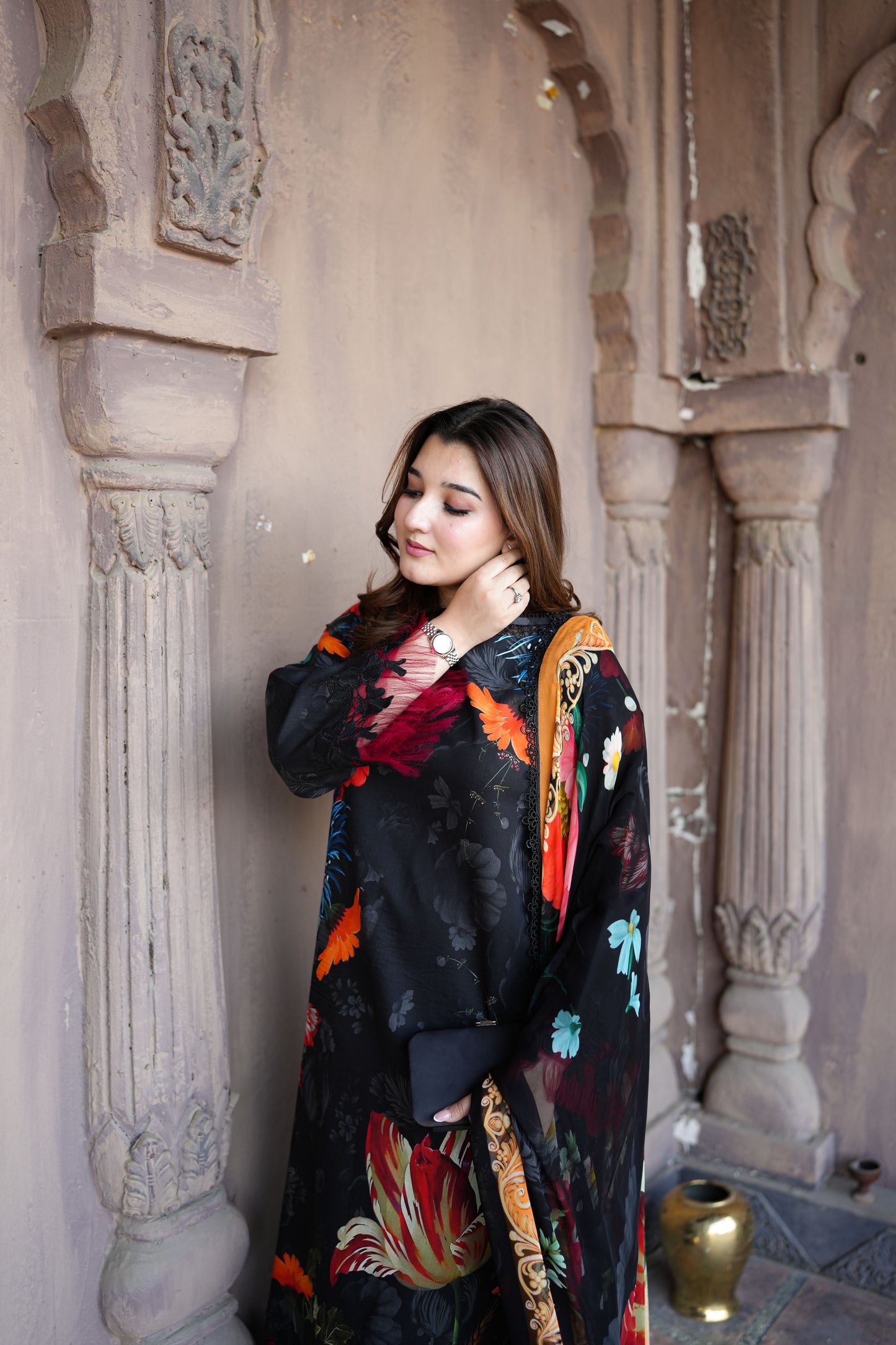 Rs 12450 Aneelas Stitched Lawn Print Emb 3pc Chiffon Duppata [SPR-26-26-A] [Dispatch Time 1.5 Months]