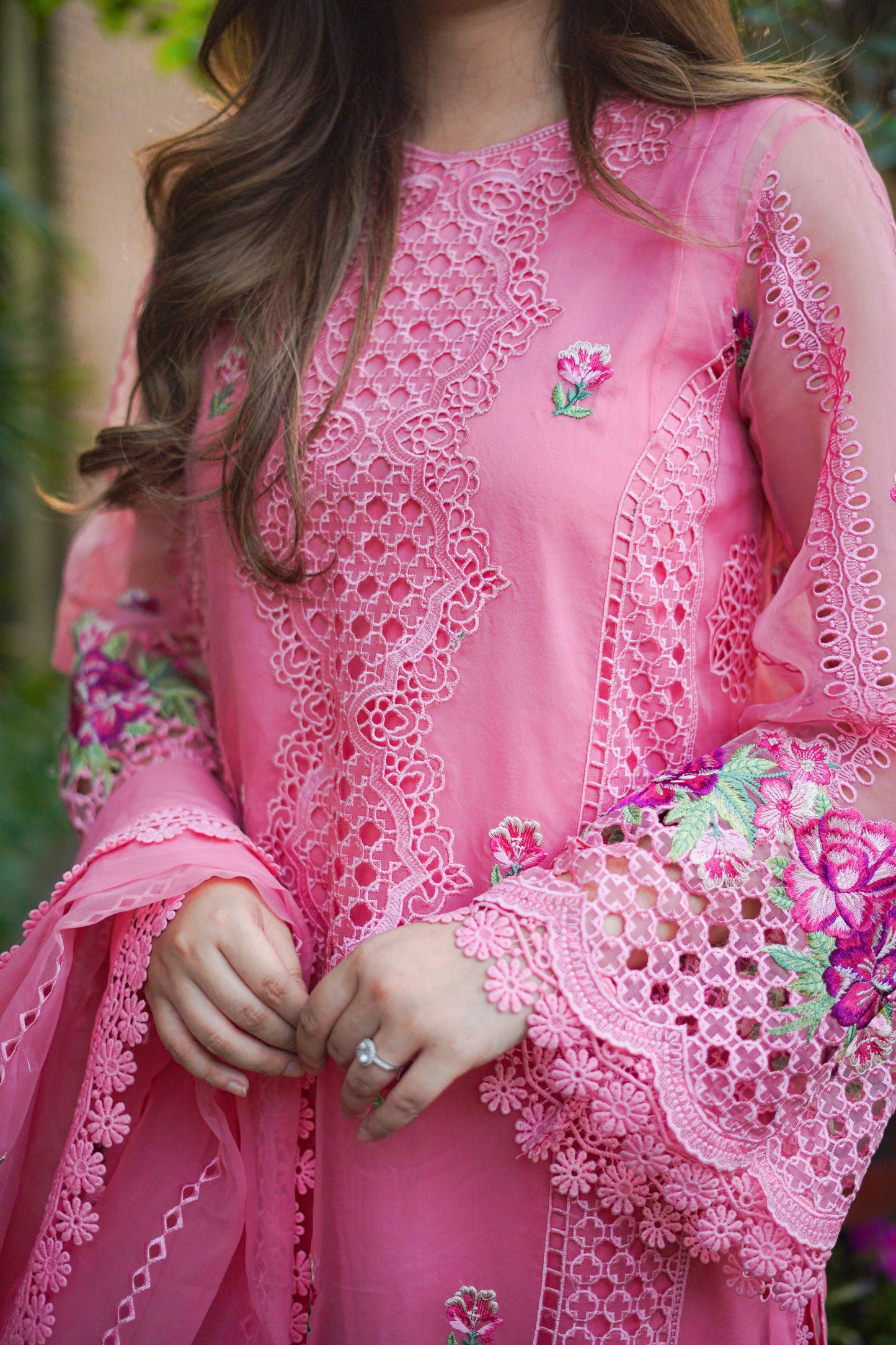 Rs 19500 Aneelas Party Wear Stitched Organza Shirt Duppata Lawn Inner Cambric Trouser 4 Piece [Dispatch Date 15th May]