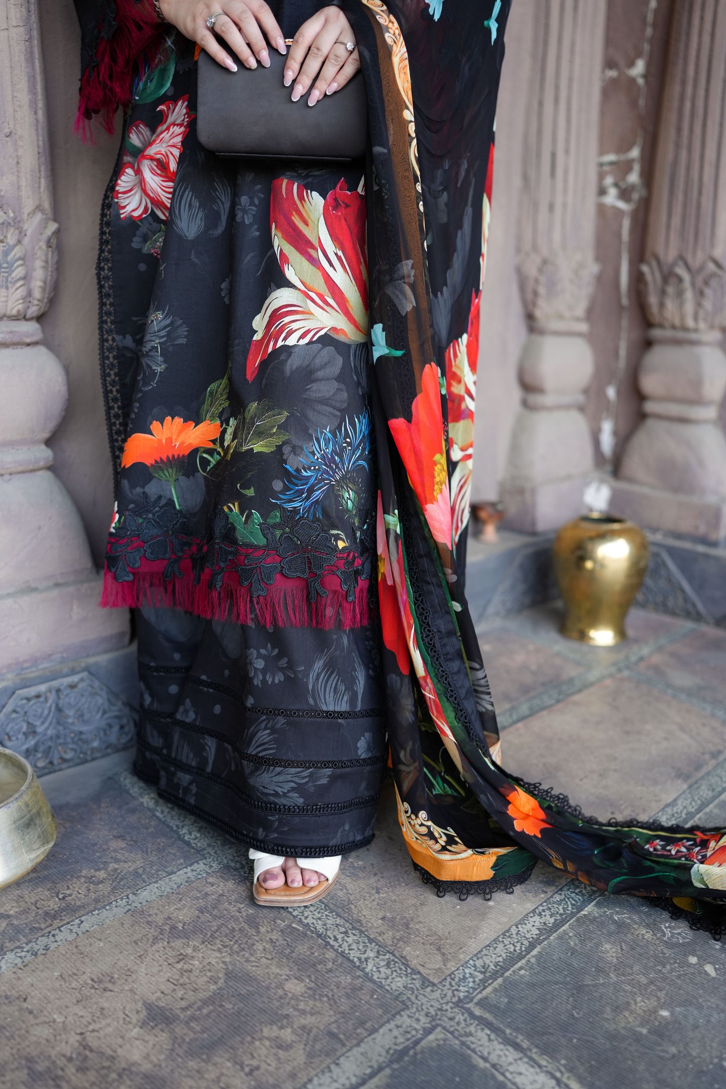 Rs 12450 Aneelas Stitched Lawn Print Emb 3pc Chiffon Duppata [SPR-26-26-A] [Dispatch Time 1.5 Months]