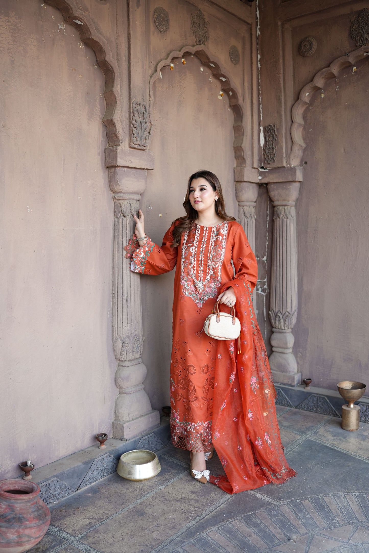 Rs 15500 Aneelas Stitched Luxury Lawn Emb 3pc Cotton Net Duppata [LUX-26-92] [Dispatch Time 2 Months]
