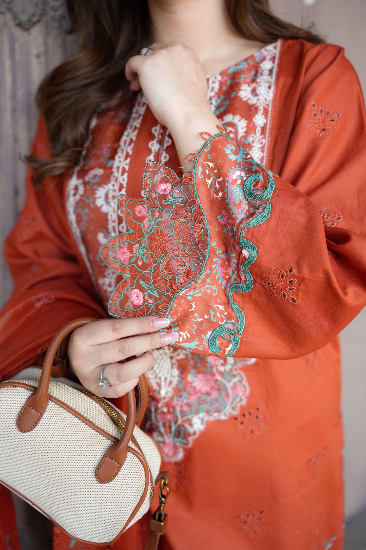 Rs 15500 Aneelas Stitched Luxury Lawn Emb 3pc Cotton Net Duppata [LUX-26-92] [Dispatch Time 2 Months]