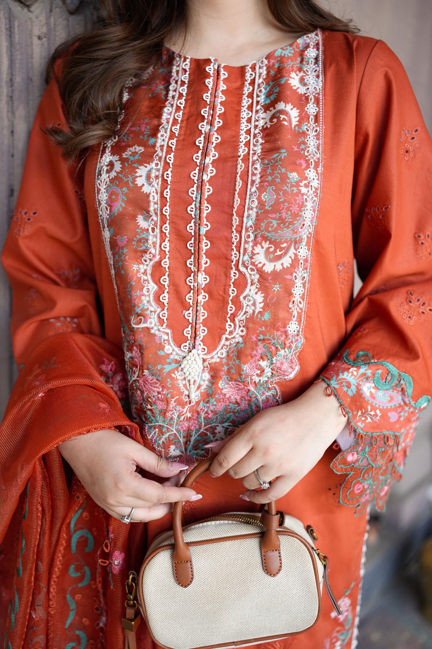 Rs 15500 Aneelas Stitched Luxury Lawn Emb 3pc Cotton Net Duppata [LUX-26-92] [Dispatch Time 2 Months]