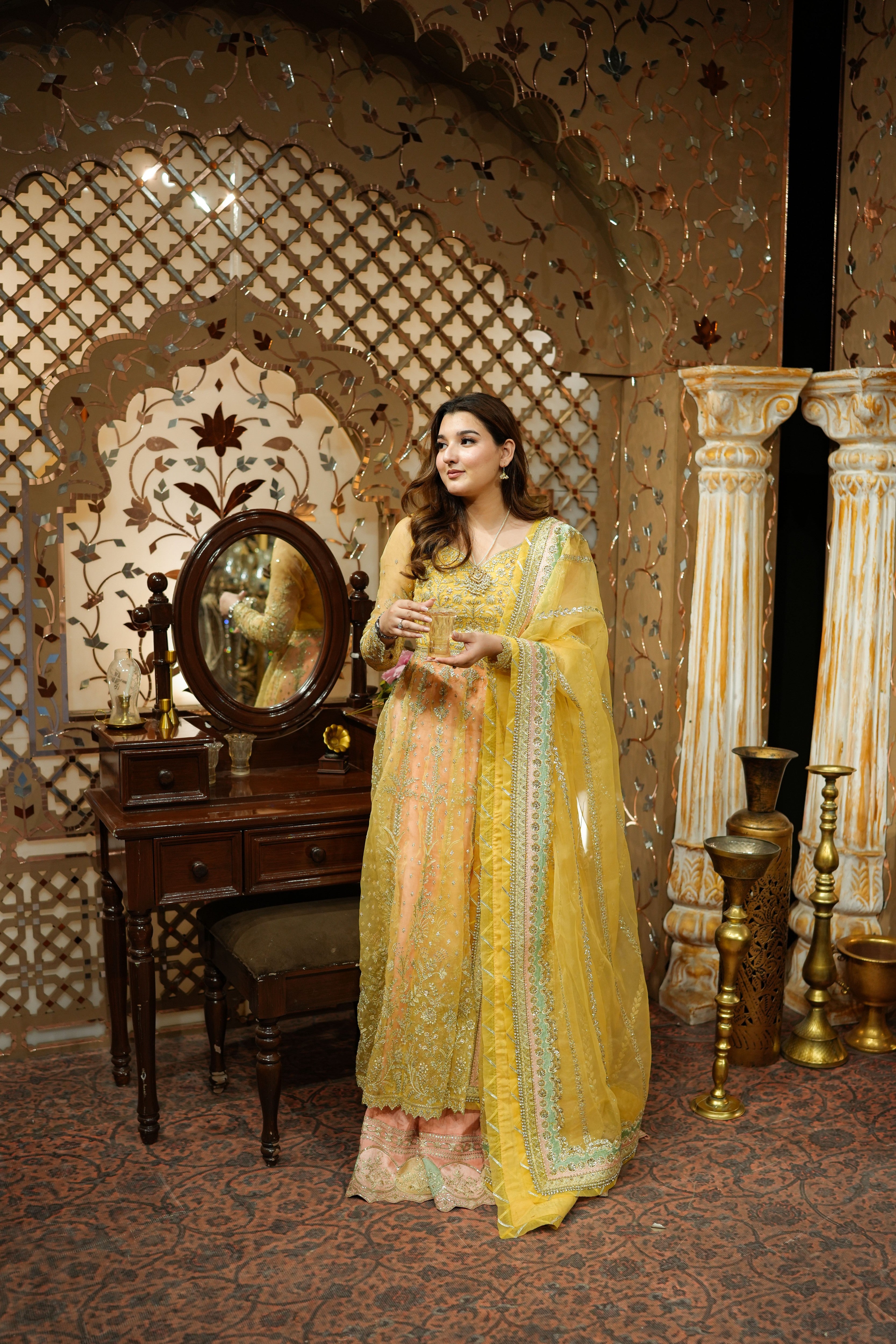 Rs 26000 Aneelas Stitched Bridal Organza 3pc Raw Silk Lehenga with Same Duppata [BR-30-A] [Dispatch Time 2 Months]