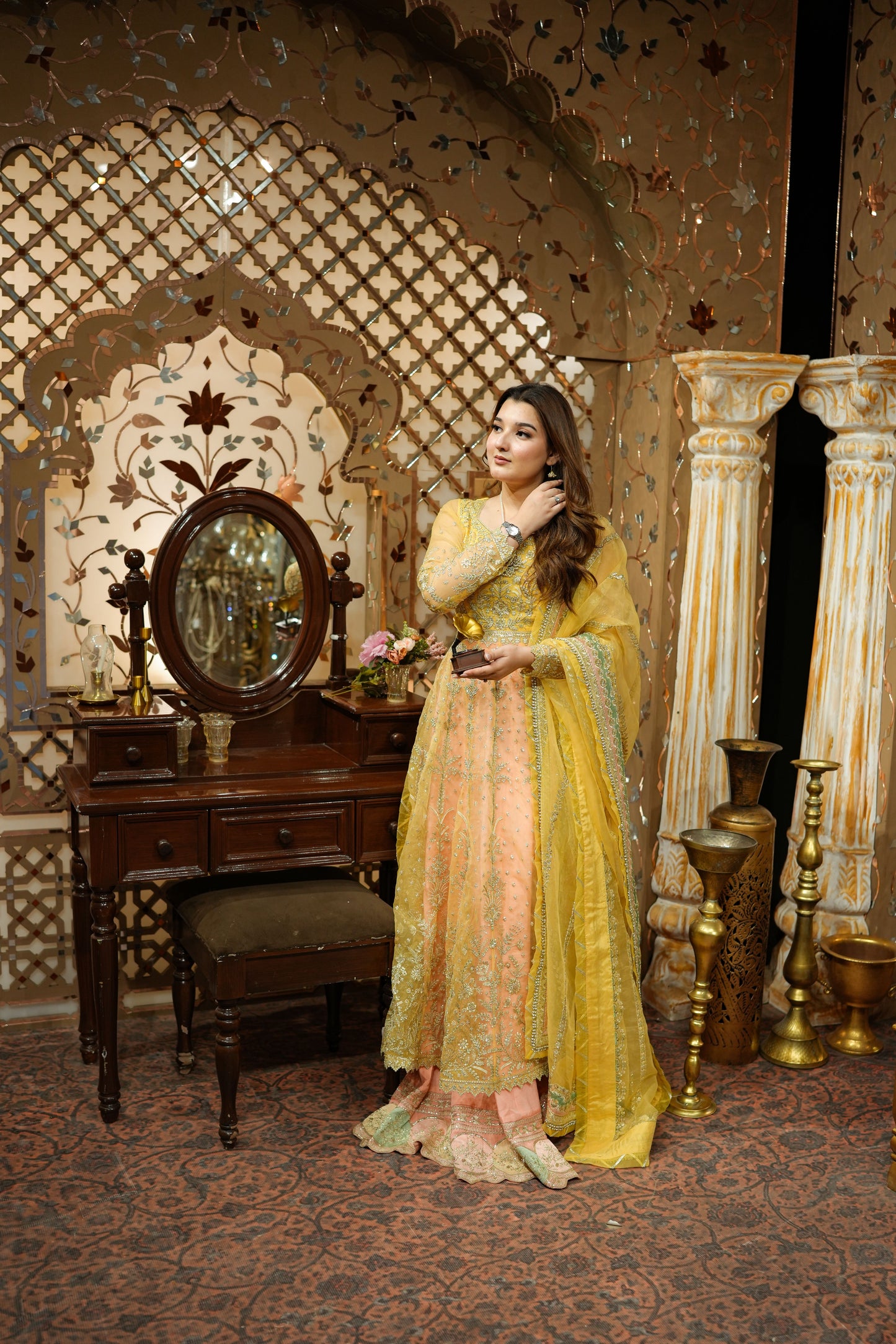 Rs 26000 Aneelas Stitched Bridal Organza 3pc Raw Silk Lehenga with Same Duppata [BR-30-A] [Dispatch Time 2 Months]