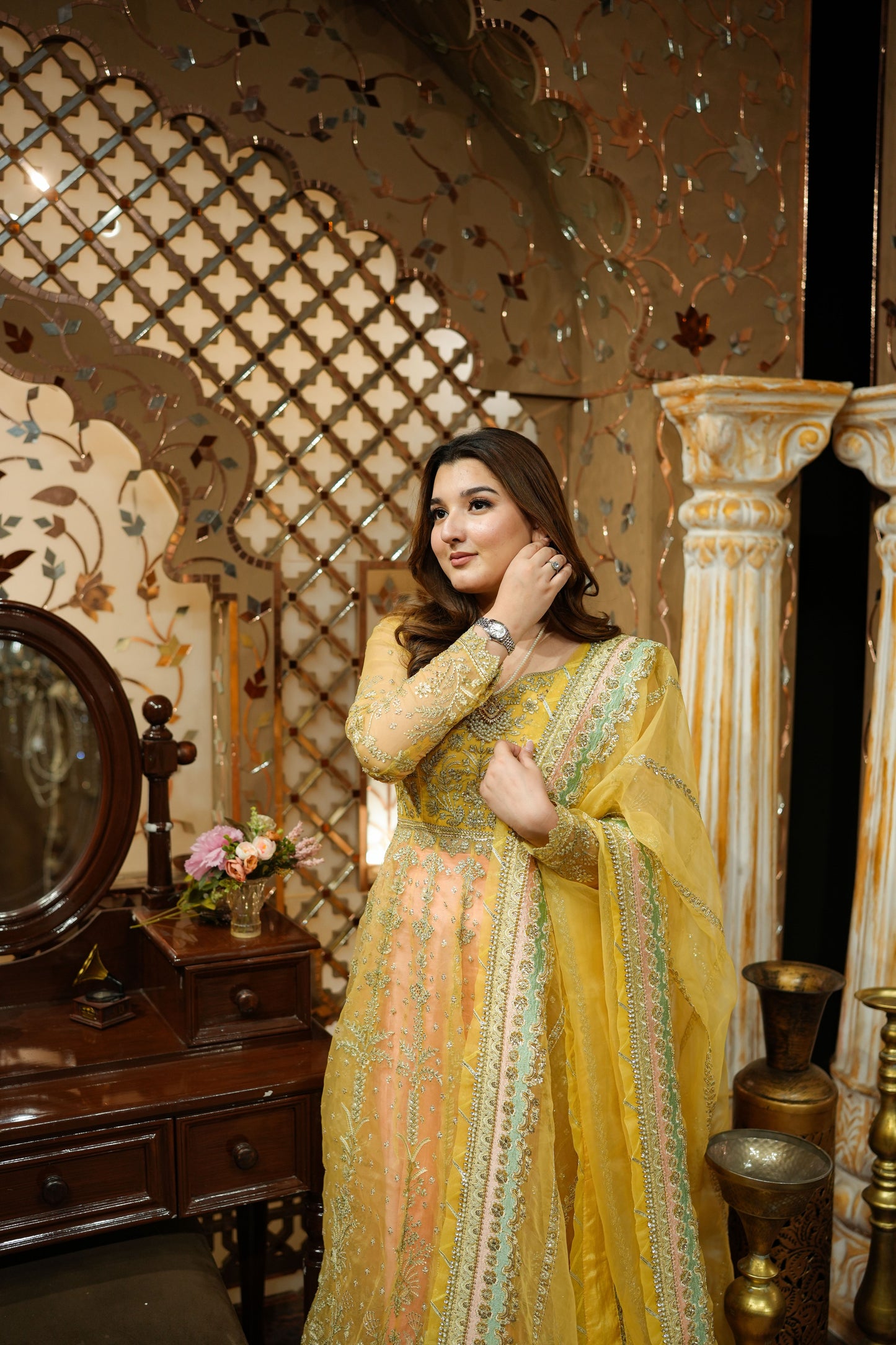 Rs 26000 Aneelas Stitched Bridal Organza 3pc Raw Silk Lehenga with Same Duppata [BR-30-A] [Dispatch Time 2 Months]