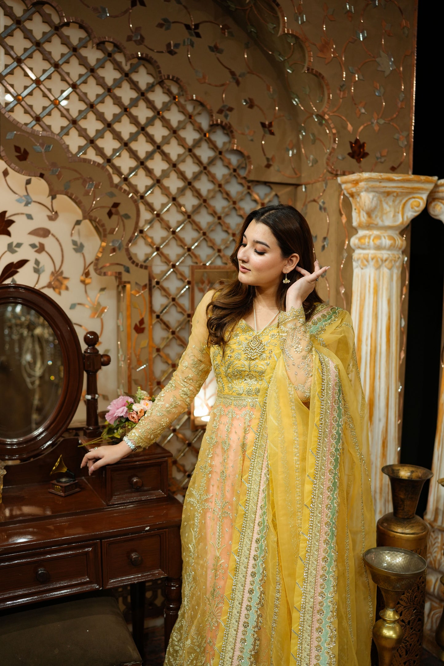 Rs 26000 Aneelas Stitched Bridal Organza 3pc Raw Silk Lehenga with Pink Duppata [BR-30-B] [Dispatch Time 2 Months]