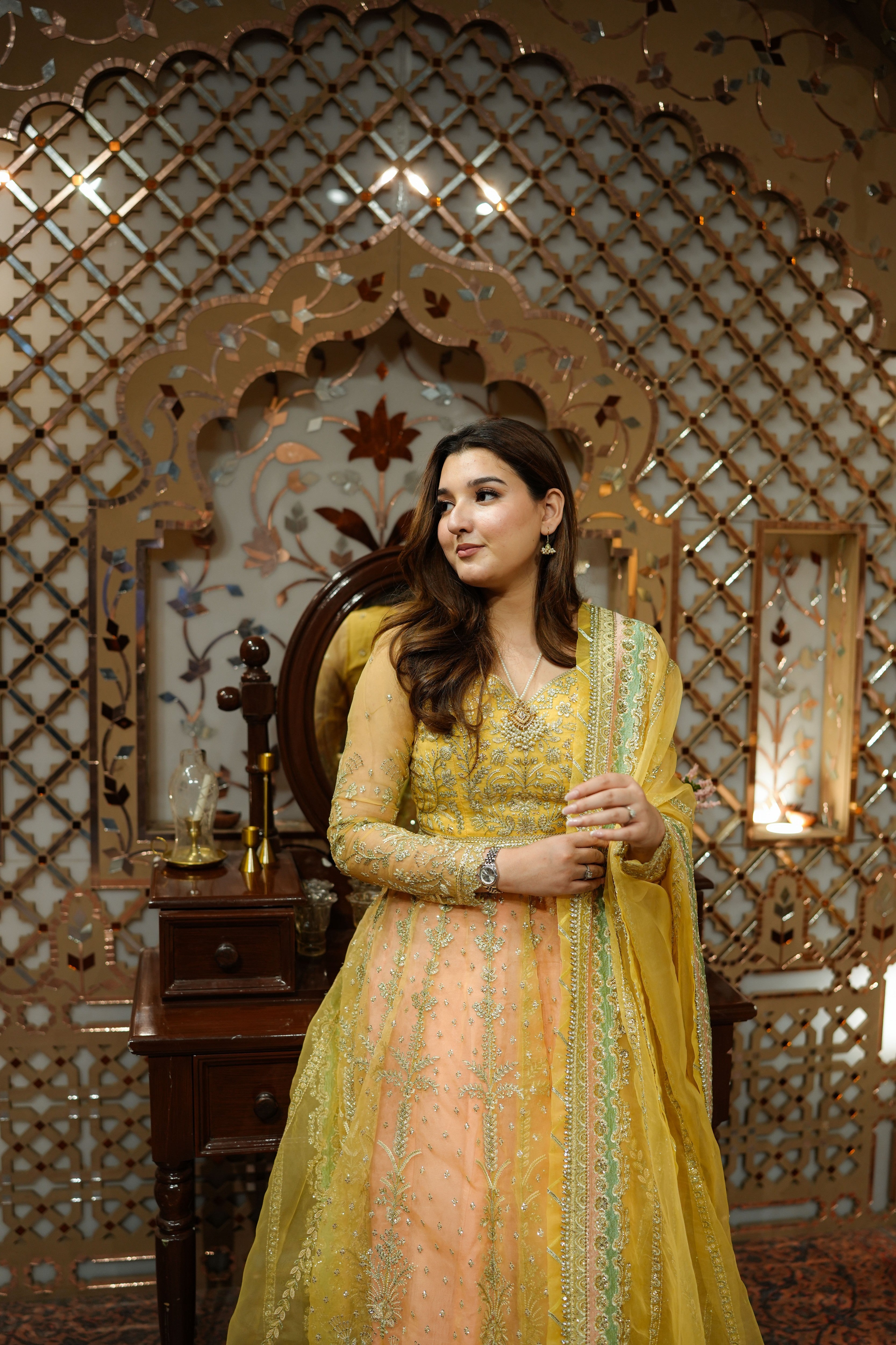 Rs 26000 Aneelas Stitched Bridal Organza 3pc Raw Silk Lehenga with Pink Duppata [BR-30-B] [Dispatch Time 2 Months]