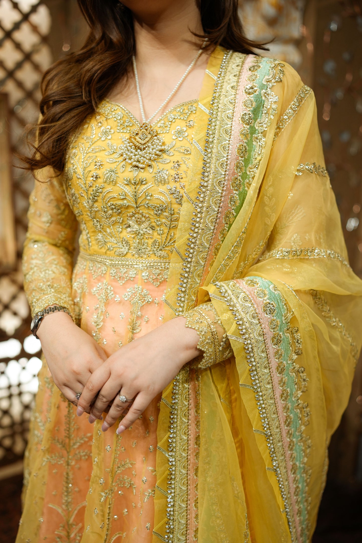 Rs 26000 Aneelas Stitched Bridal Organza 3pc Raw Silk Lehenga with Same Duppata [BR-30-A] [Dispatch Time 2 Months]