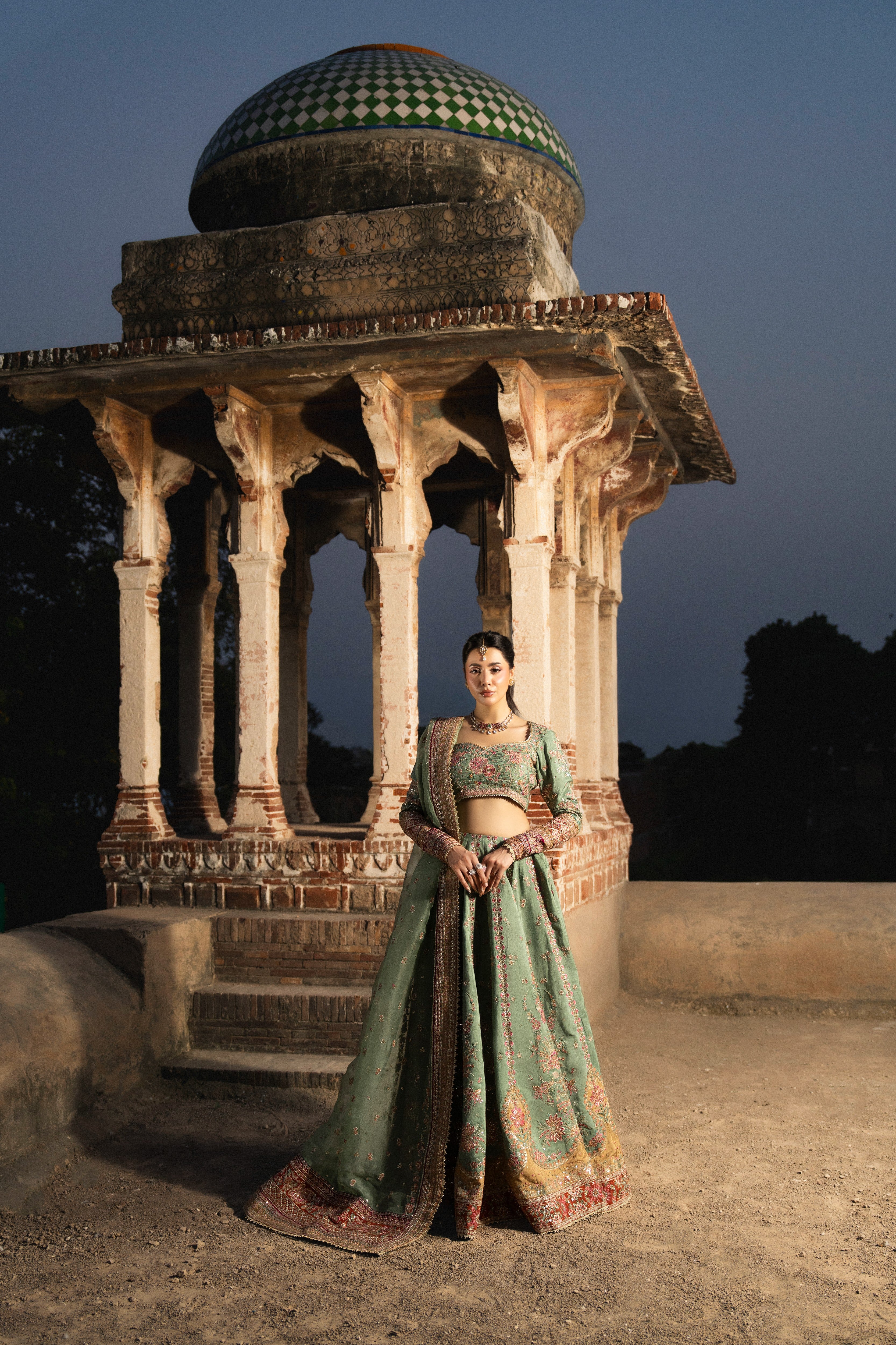 Aneelas Raw Silk Bridal Emb Lehenga Choli 3pc [BR-38] [Dispatch Time 3 Months]