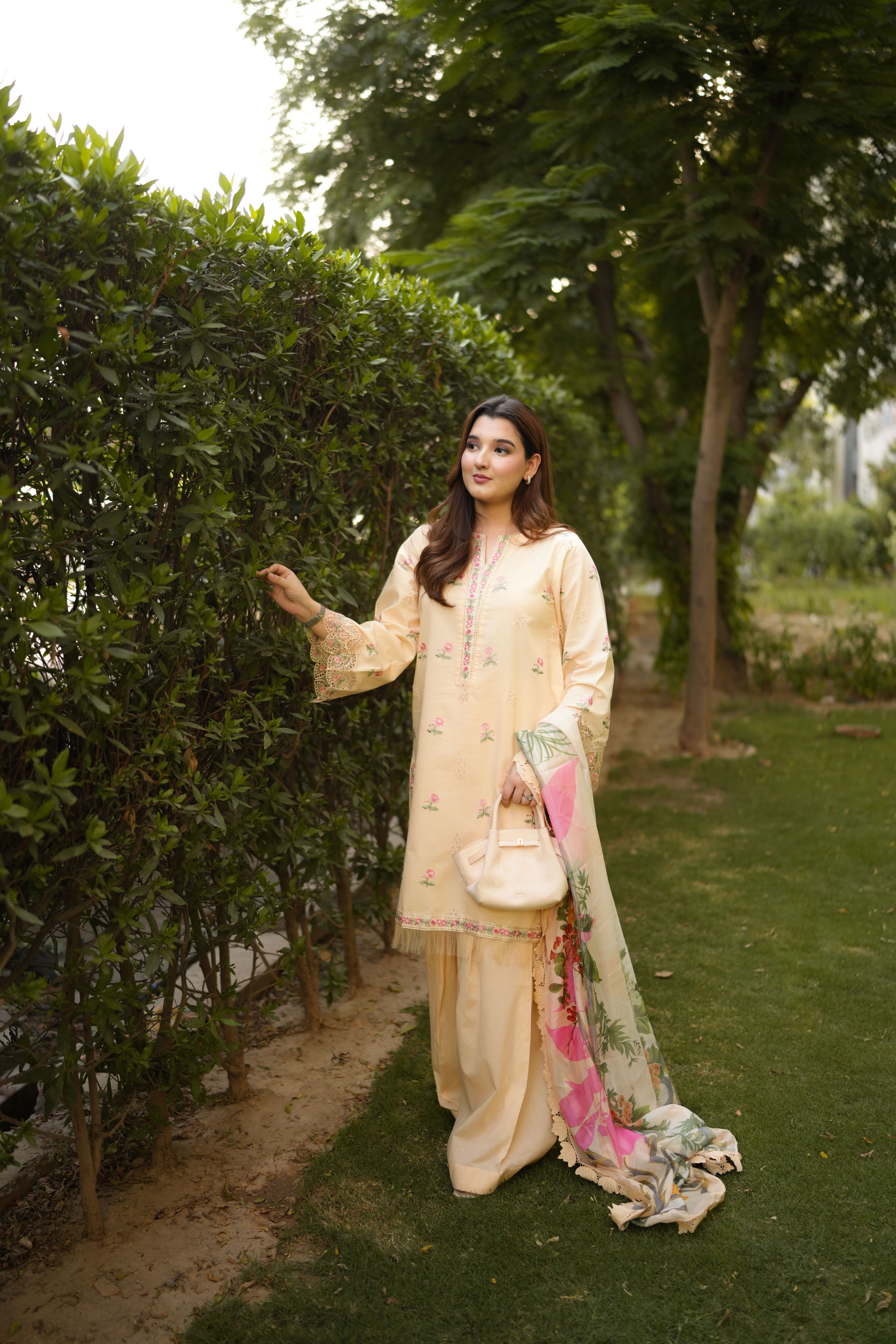 Rs 10500 Aneelas Stitched Lawn Emb Shirt With Trouser Silk Duppata 3pc [LUX-46-52-B] [Dispatch Time 2 Month]