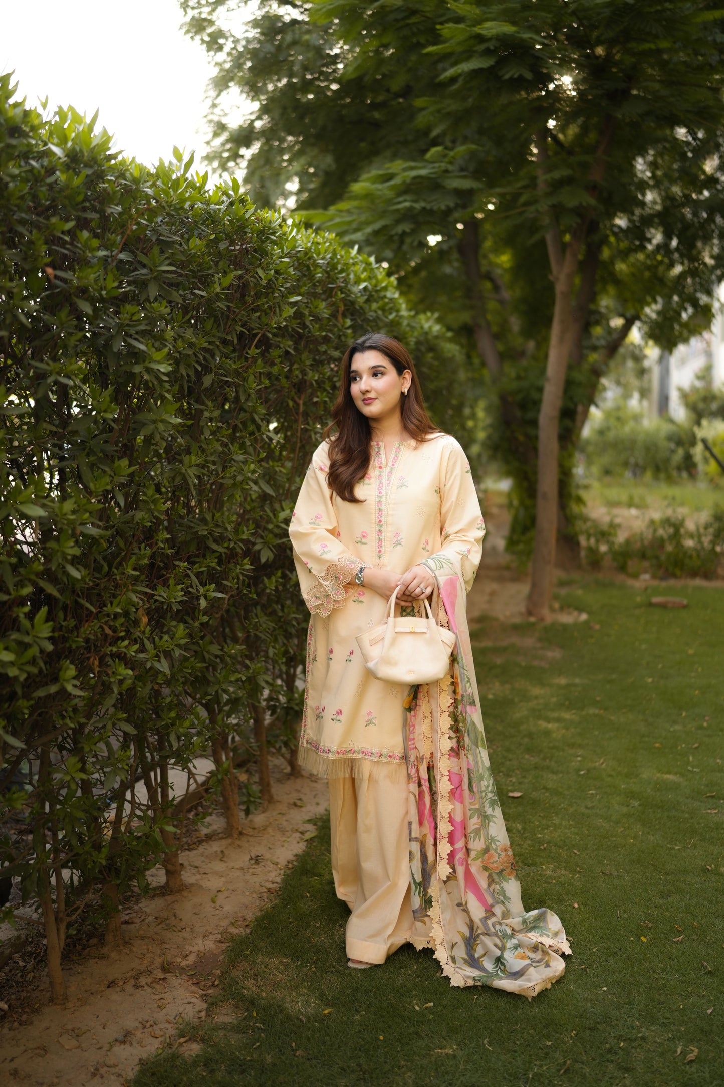 Rs 10500 Aneelas Stitched Lawn Emb Shirt With Trouser Silk Duppata 3pc [LUX-46-52-B] [Dispatch Time 2 Month]
