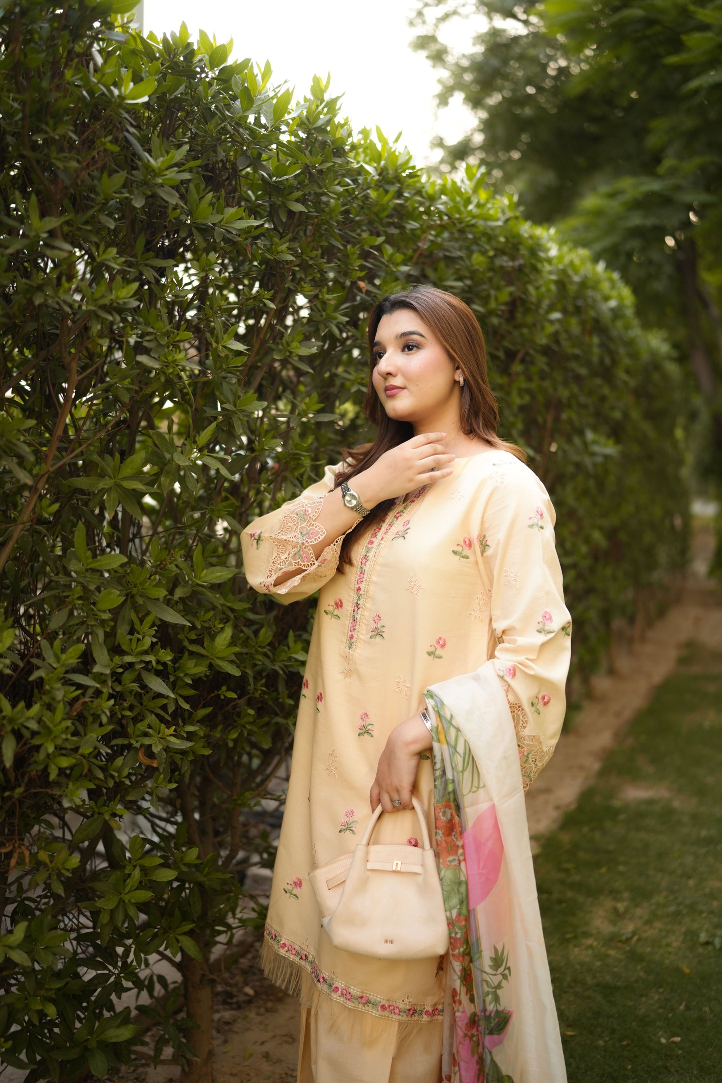 Rs 10500 Aneelas Stitched Lawn Emb Shirt With Trouser Silk Duppata 3pc [LUX-46-52-B] [Dispatch Time 2 Month]