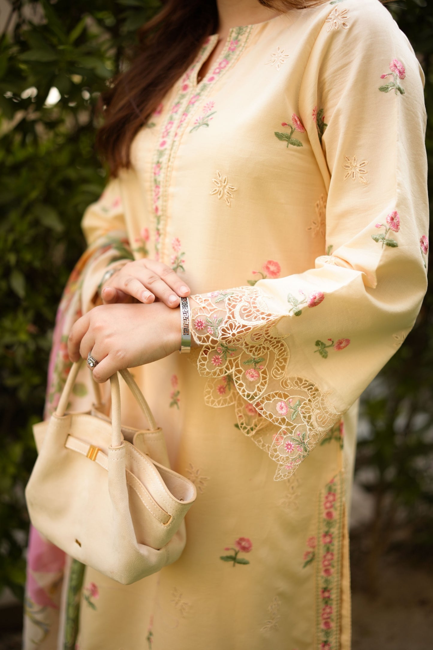 Rs 10500 Aneelas Stitched Lawn Emb Shirt With Shalwar & Silk Duppata 3pc [LUX-26-52-A] [Dispatch Time 2 Month]