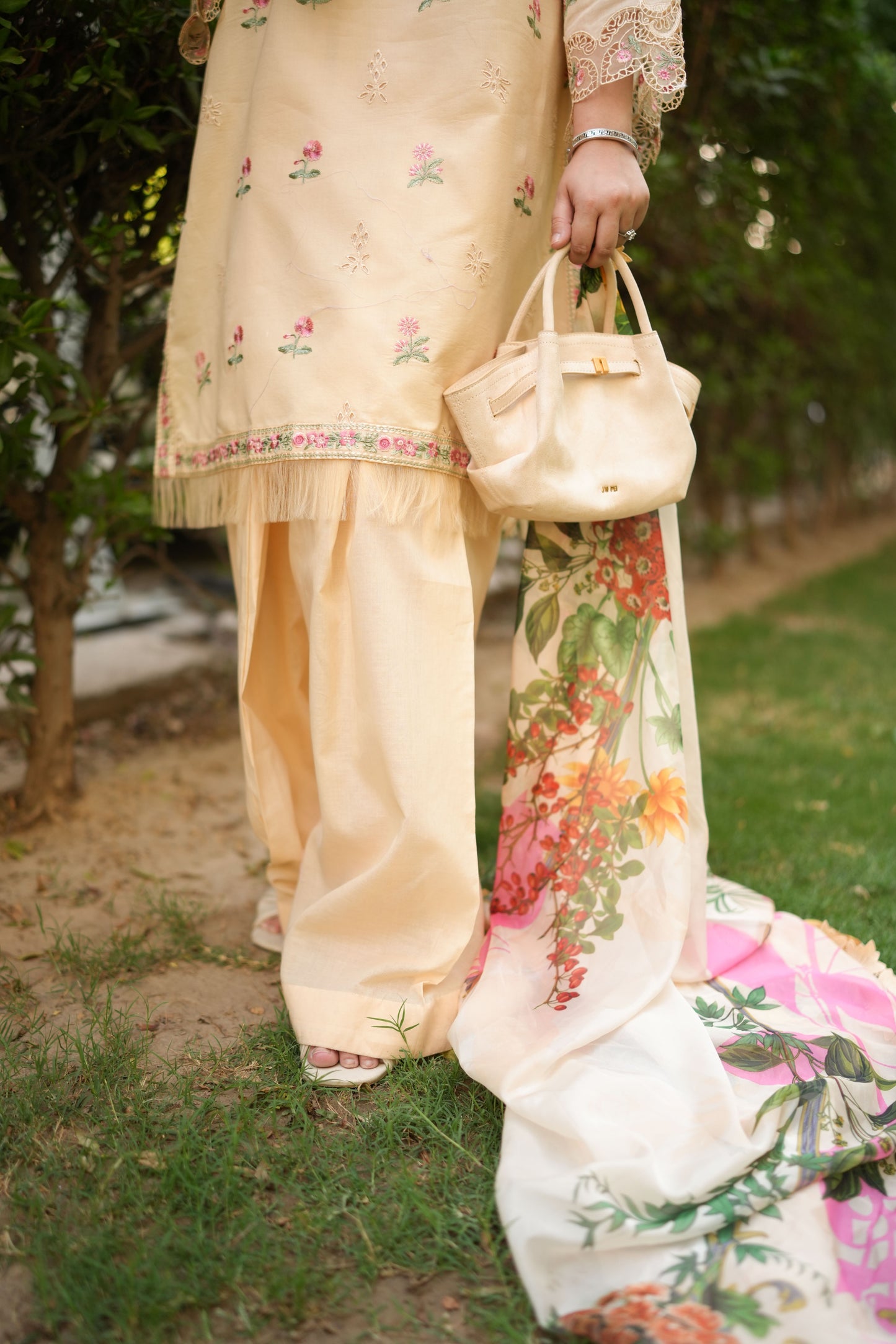 Rs 10500 Aneelas Stitched Lawn Emb Shirt With Shalwar & Silk Duppata 3pc [LUX-26-52-A] [Dispatch Time 2 Month]