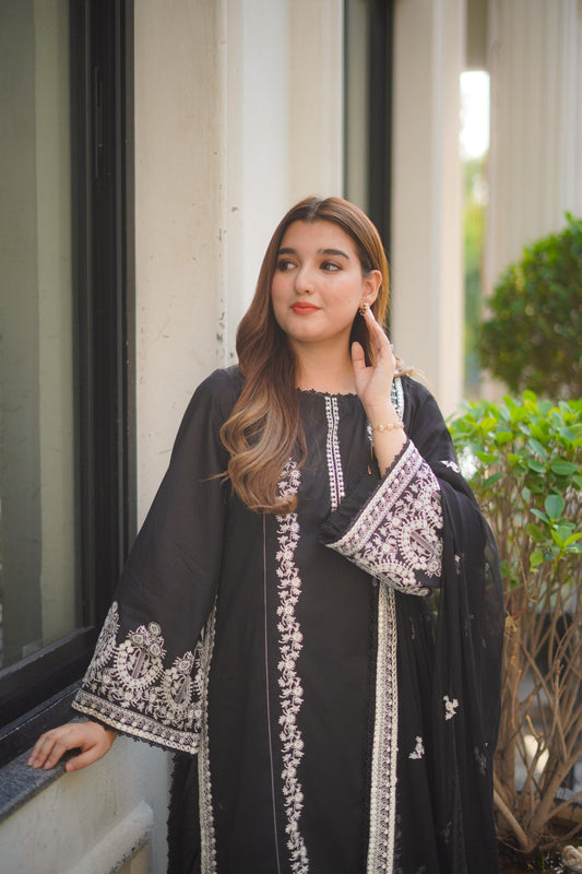 Rs 13000 Aneelas Stitched Lawn Chiffon Emb Duppata 3pc [LUX-04] [Dispatch Time 2 Months]