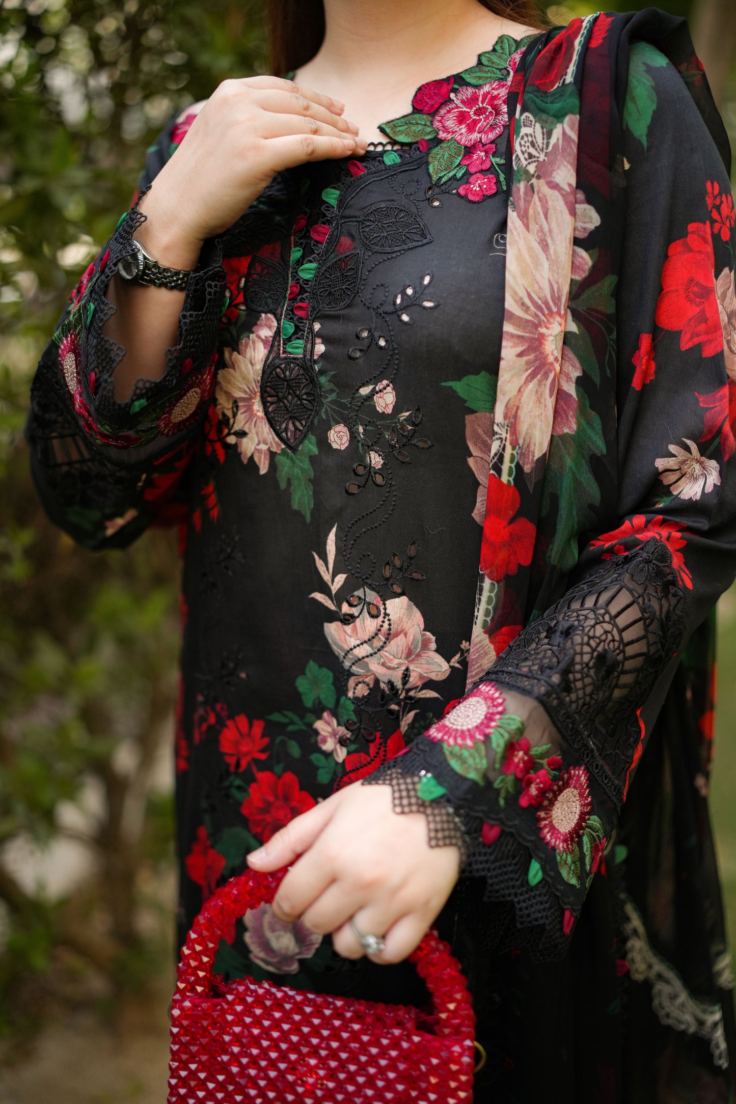 Rs 12500 Aneelas Stitched Lawn Print Emb 3pc Chiffon Duppata [SPR-26-47-A] [Dispatch Time 2.5 Months]